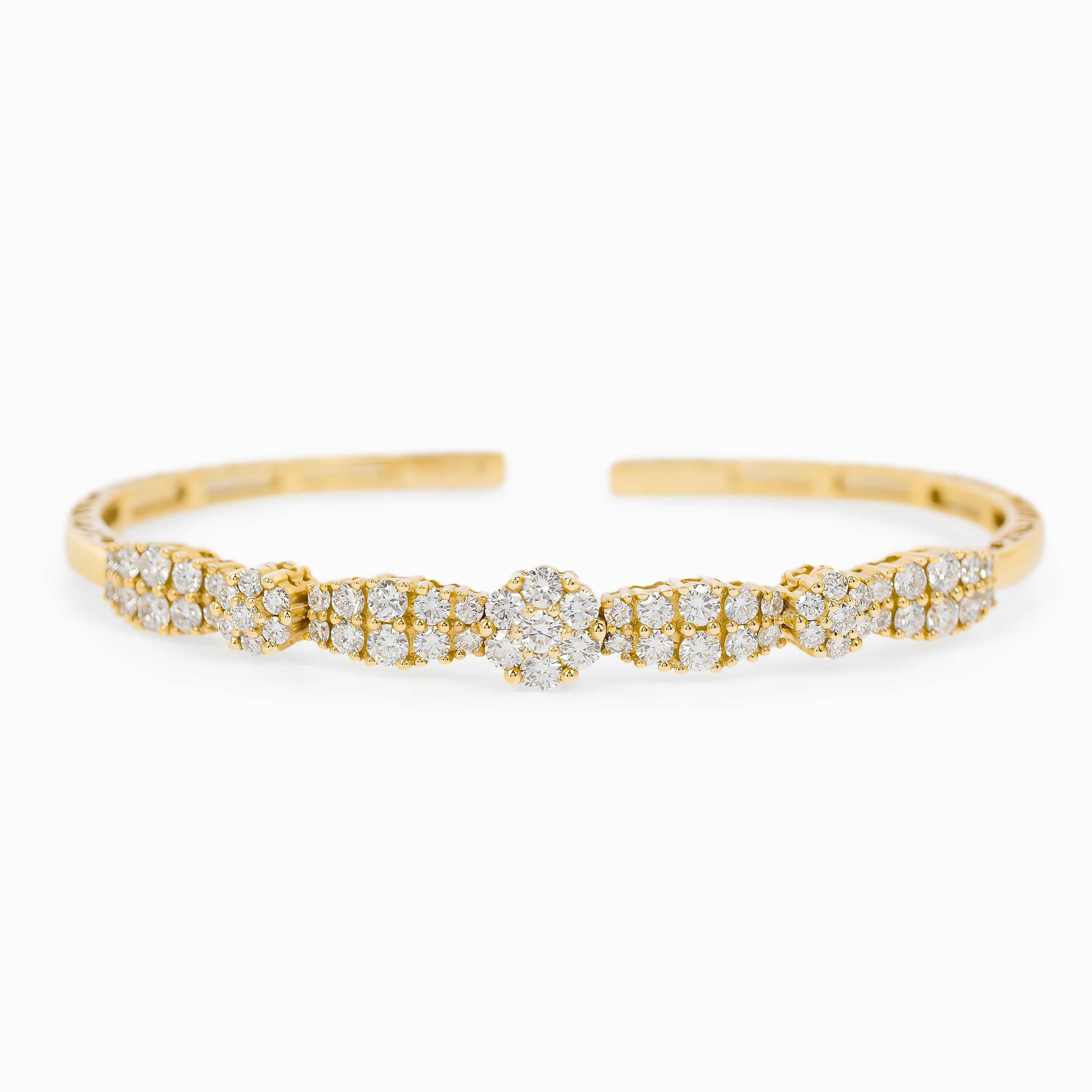 Yellow Gold Bangle Bracelet with Diamond Only Stones