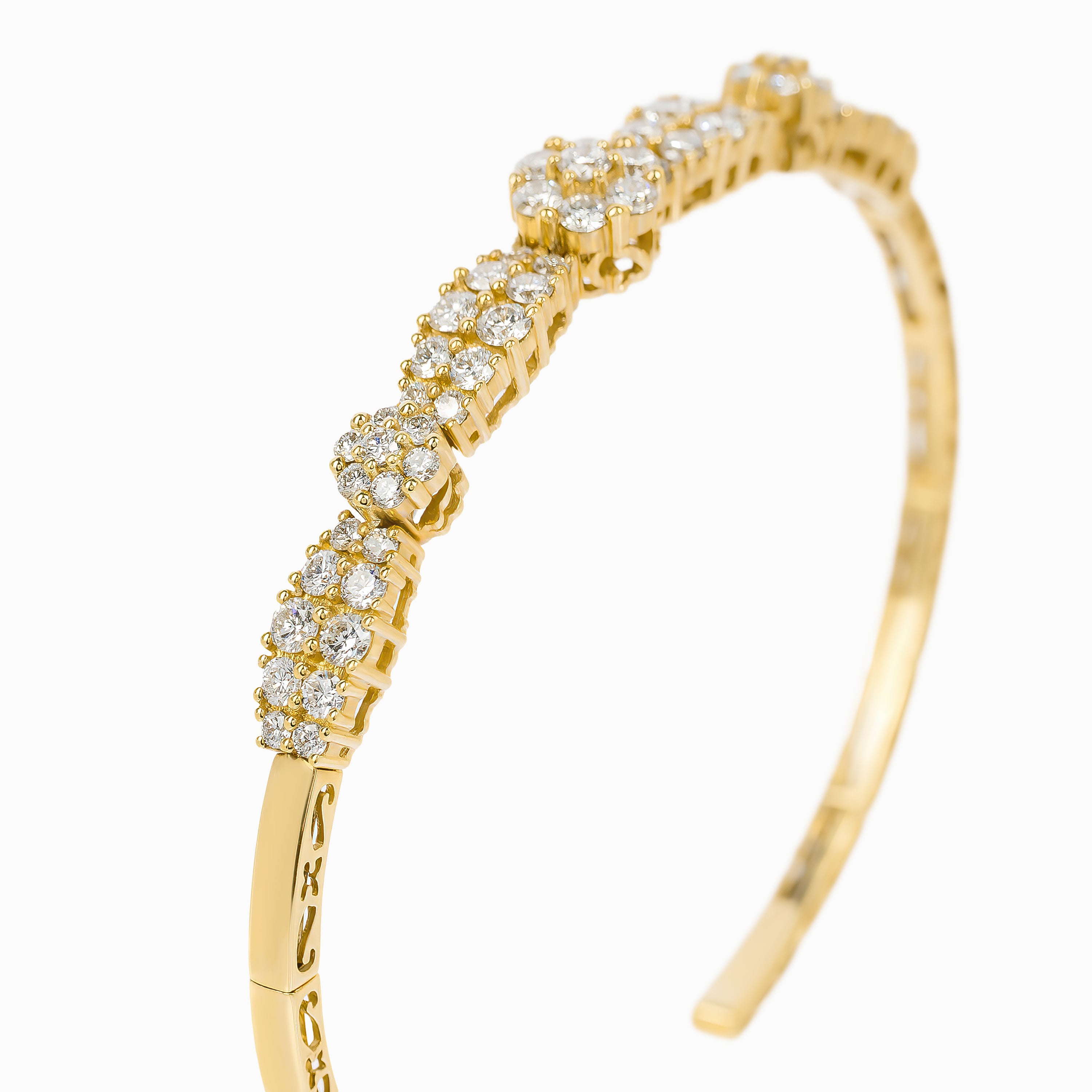 Yellow Gold Bangle Bracelet with Diamond Only Stones