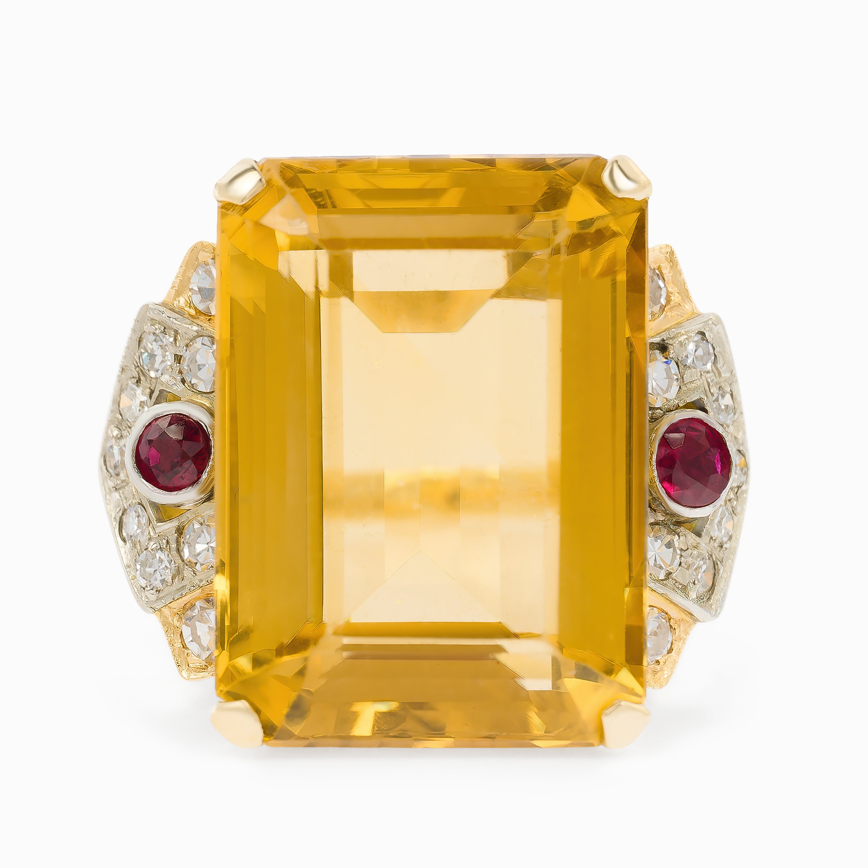 Yellow Gold Ring with Citrine Stones