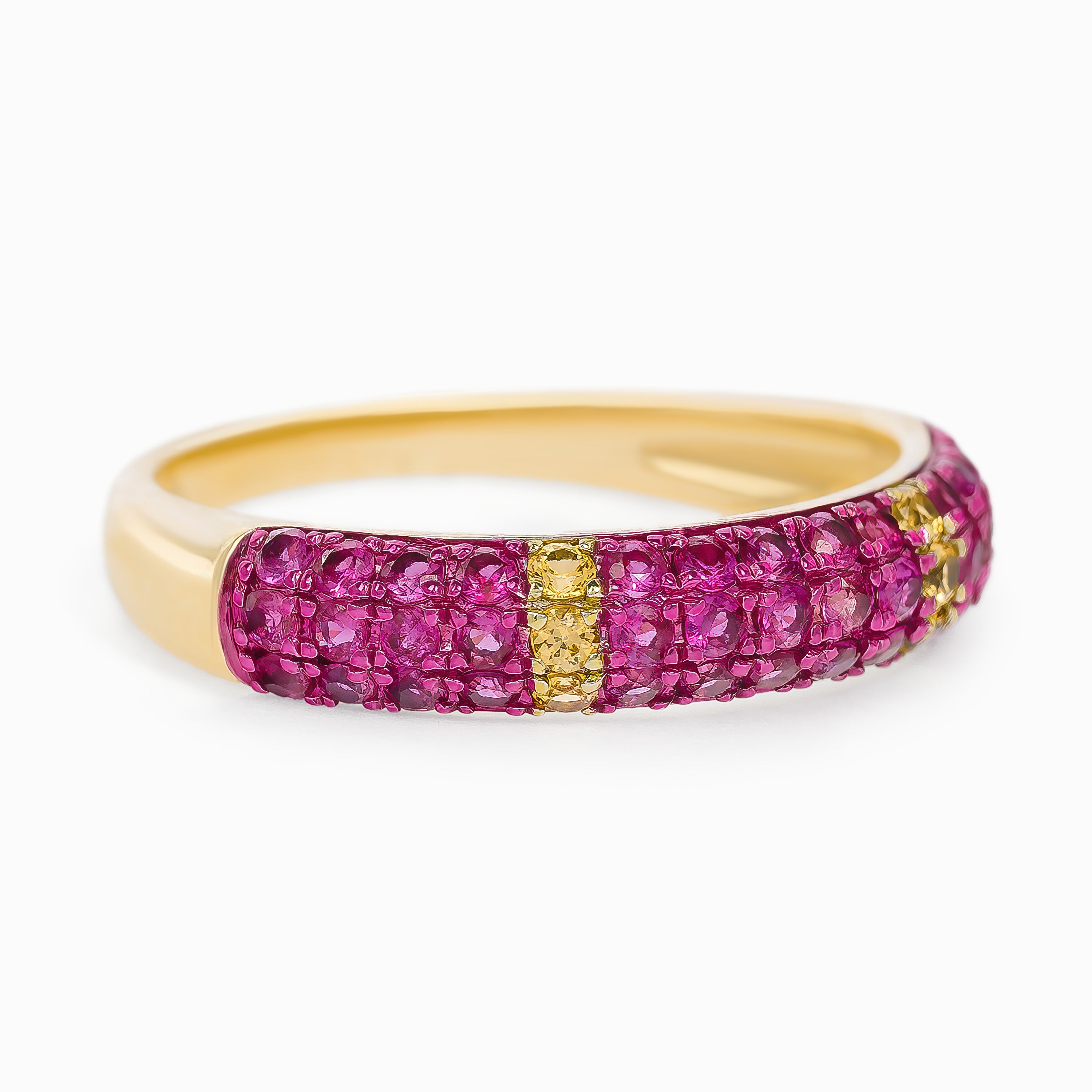 Yellow Gold Ring with Ruby Stones