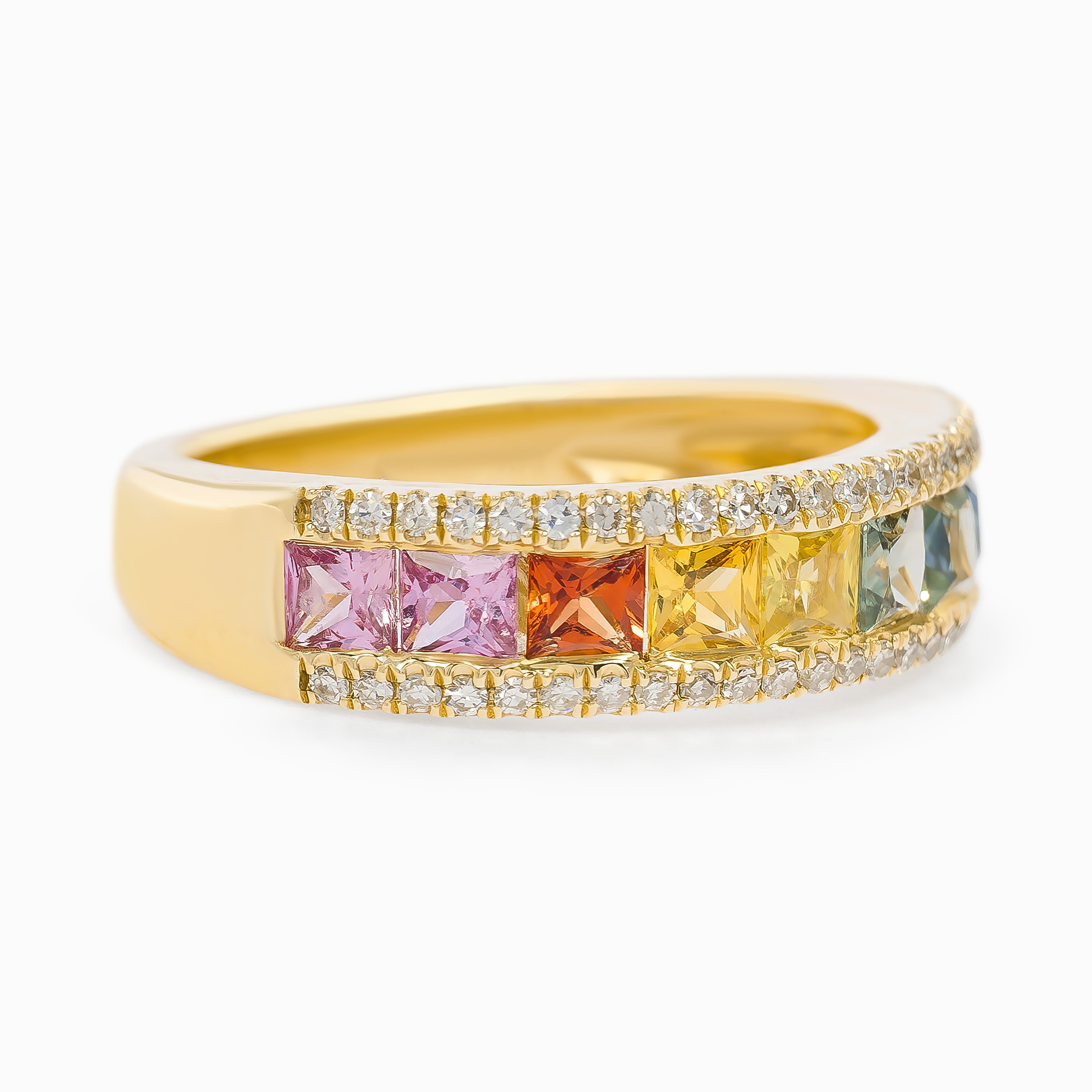 Yellow Gold Ring with Diamond, Sapphire Stones