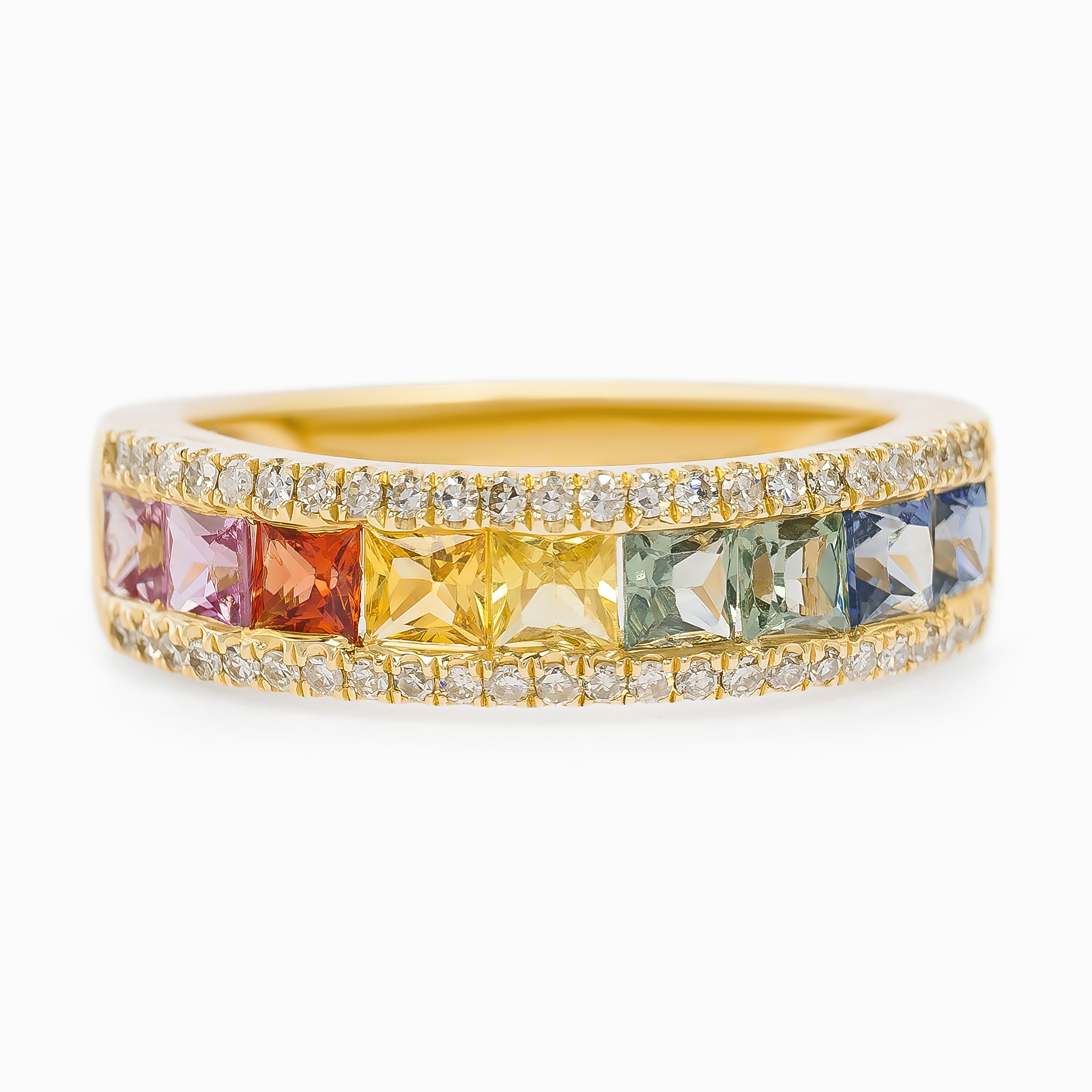 Yellow Gold Ring with Diamond, Sapphire Stones