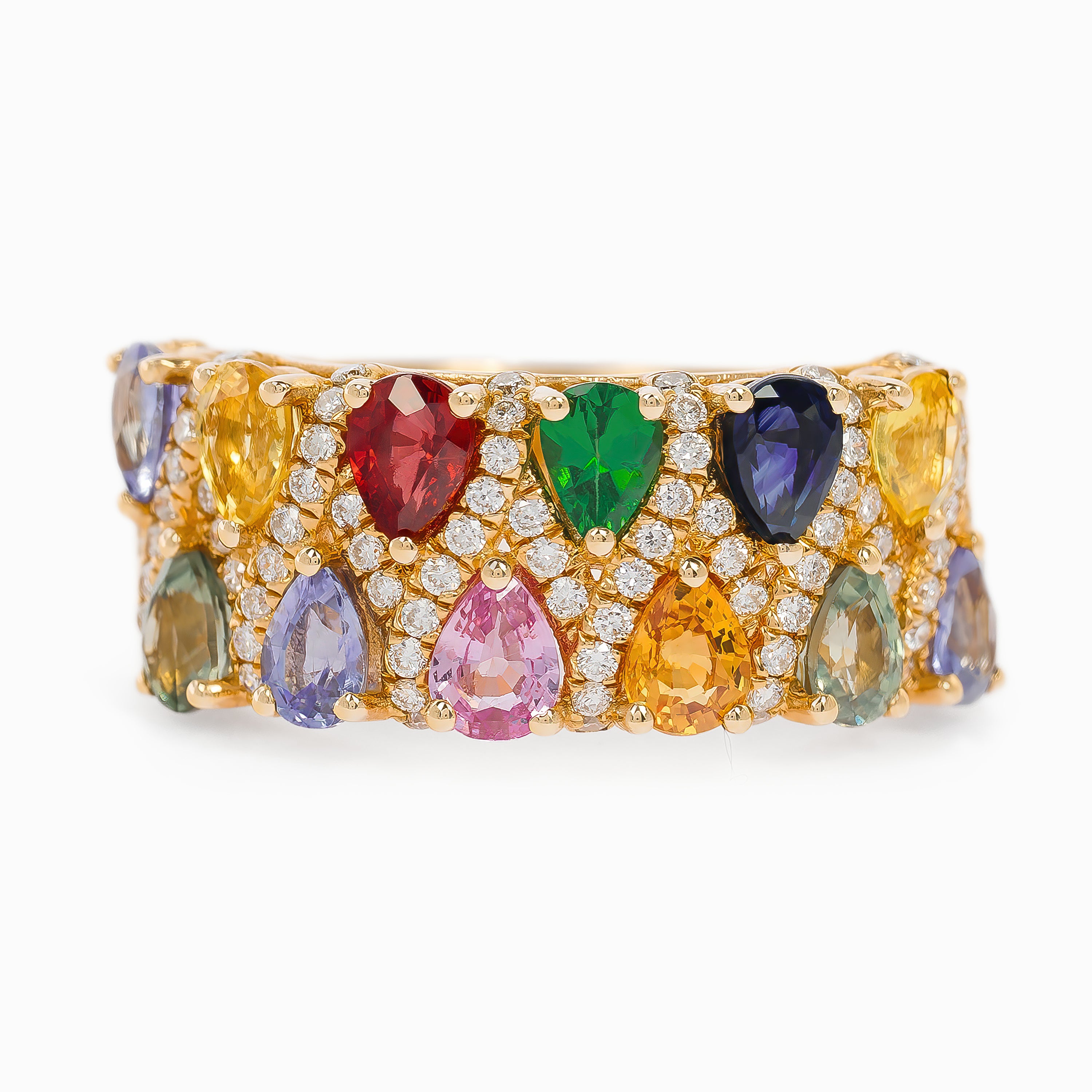 Rose Gold Ring with Diamond, Sapphire Stones