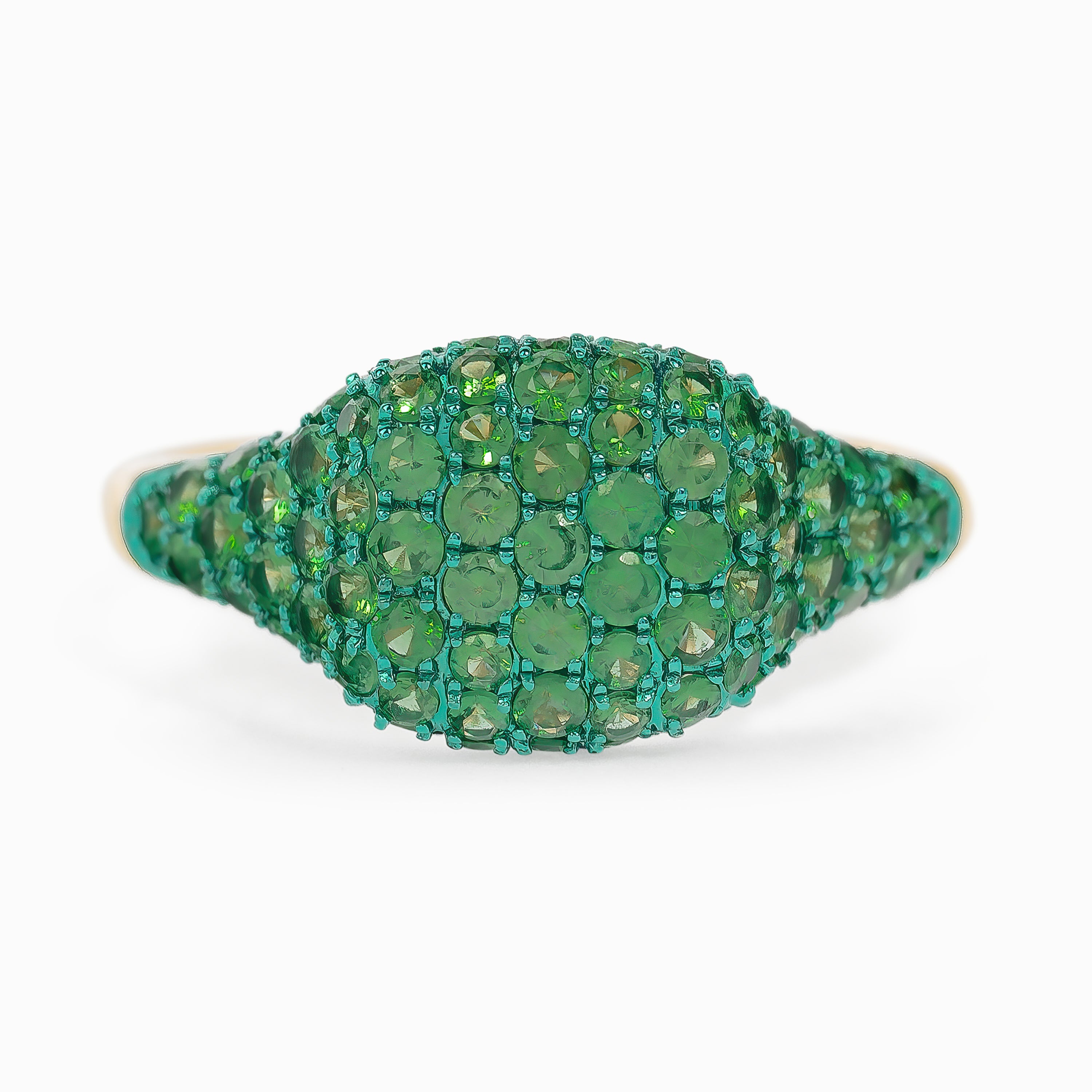 Yellow Gold Ring with Tsavorite Stones