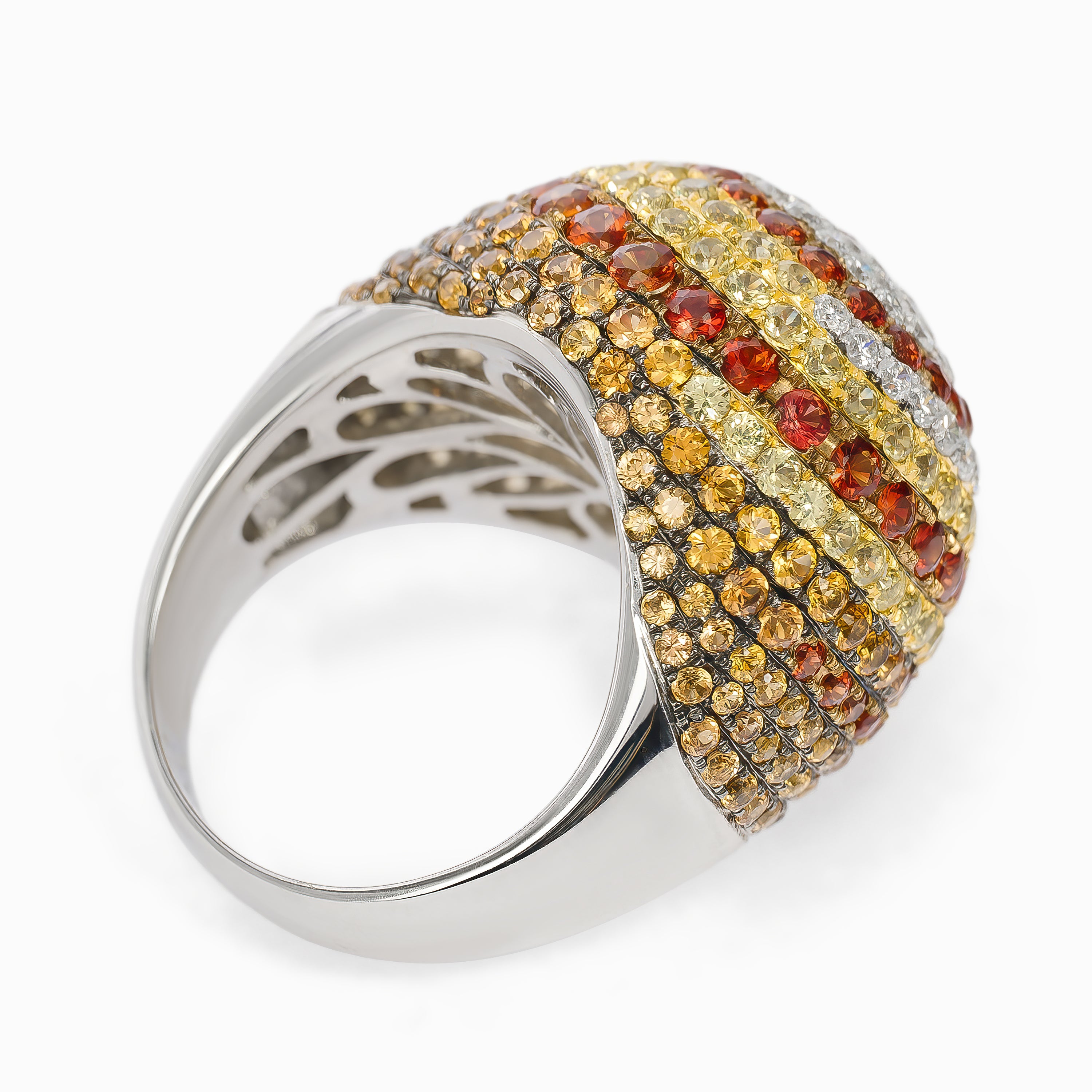 White Gold Ring with Ruby, Sapphire Stones