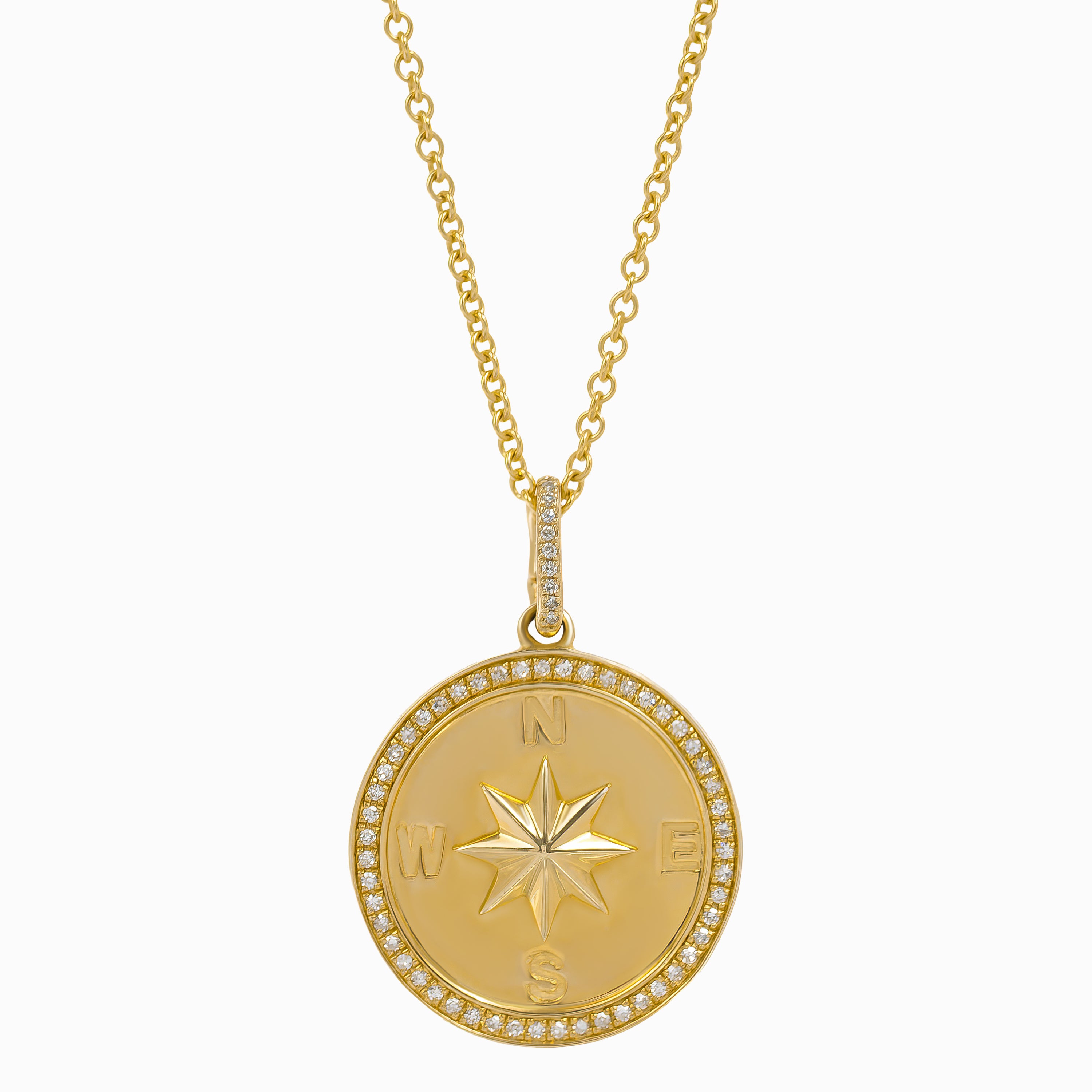 Yellow Gold Pendant Necklace with Diamond Only Stones