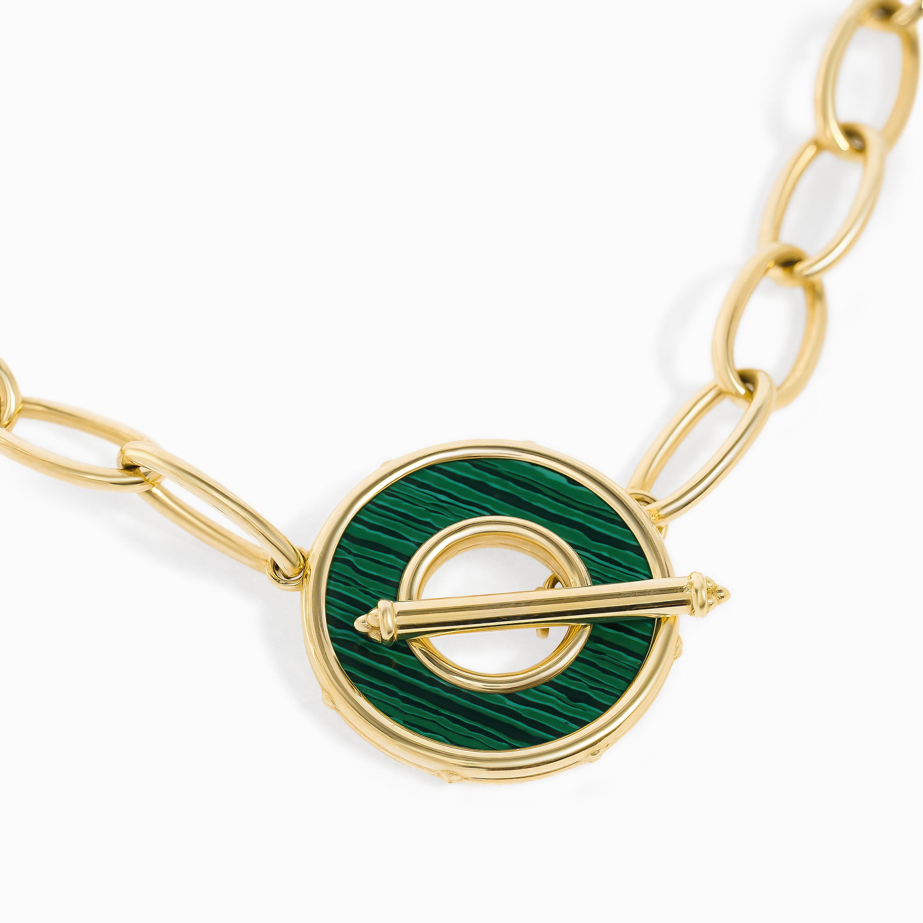 Yellow Gold Chain Pendant Y-Shape Necklace with Enamel Stones