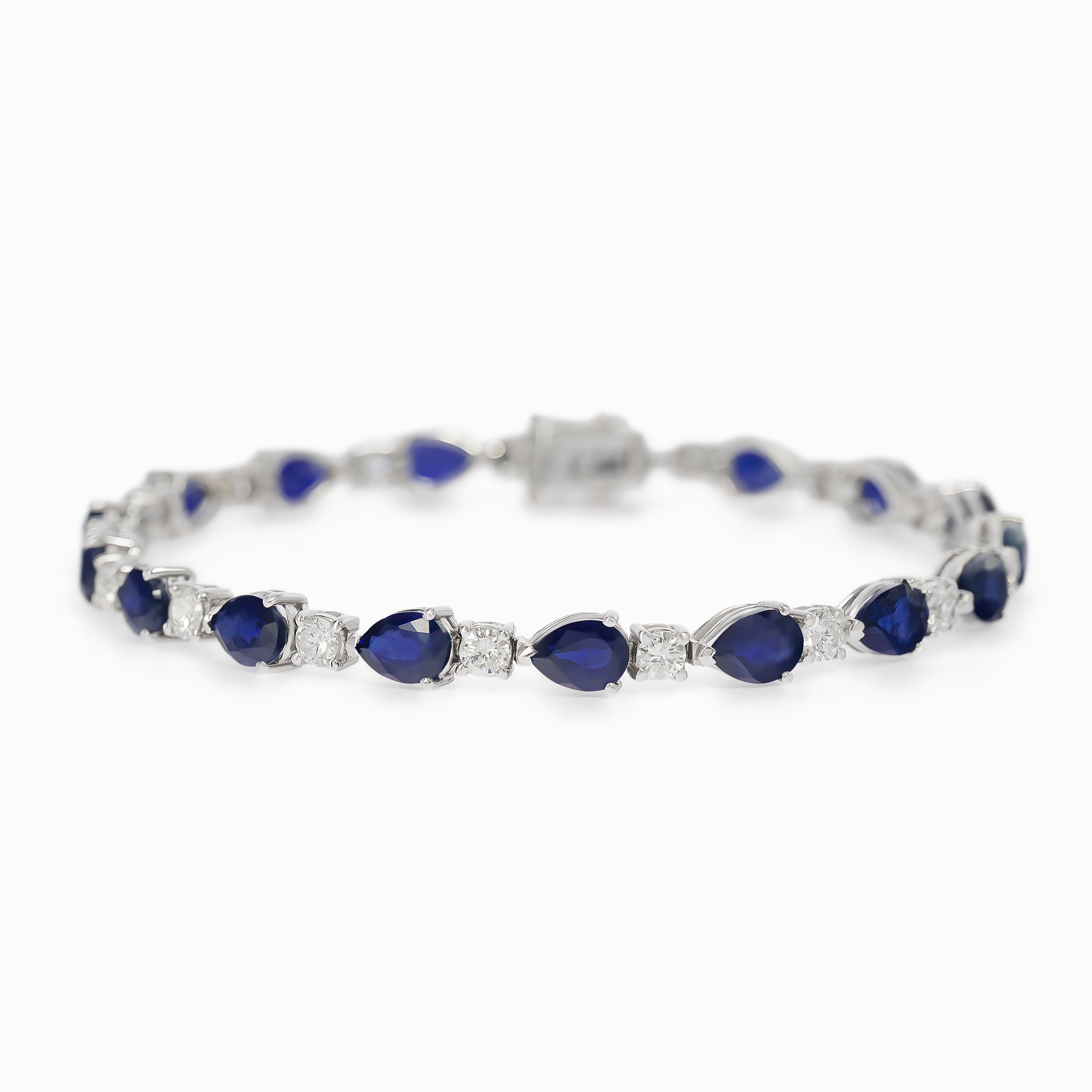 White Gold Gemstone Bracelet with Diamond, Sapphire Stones