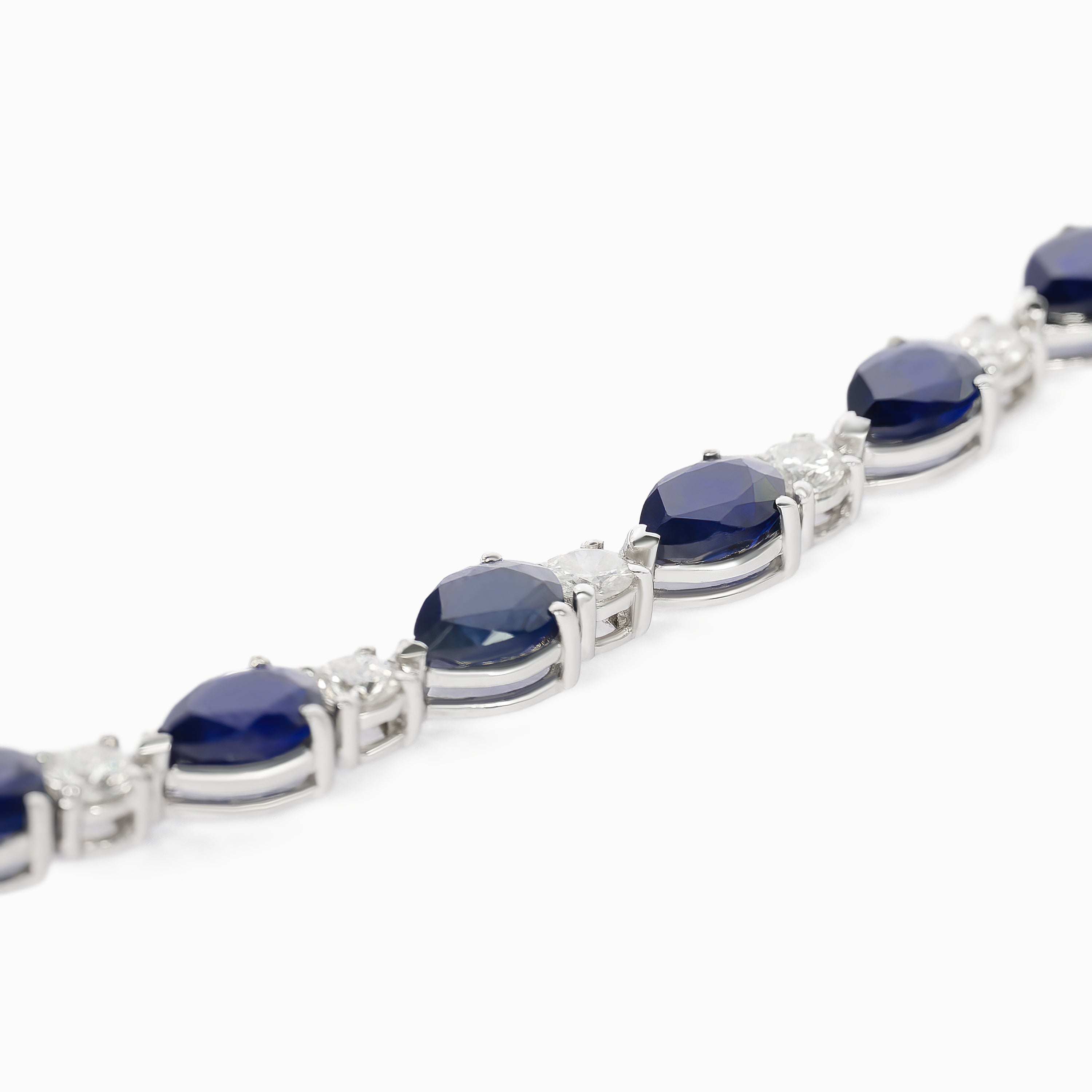 White Gold Gemstone Bracelet with Diamond, Sapphire Stones
