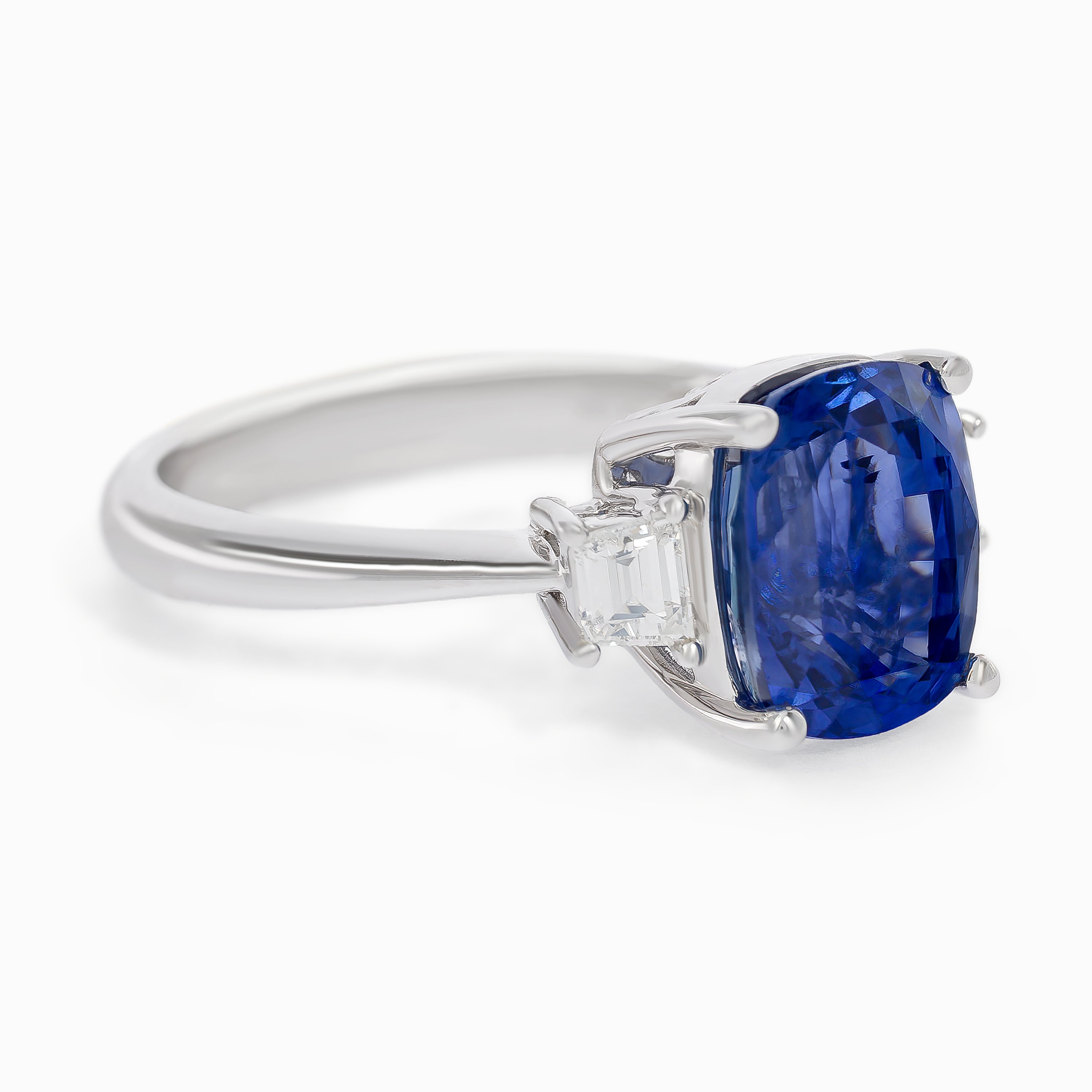 White Gold Ring with Diamond, Sapphire Stones