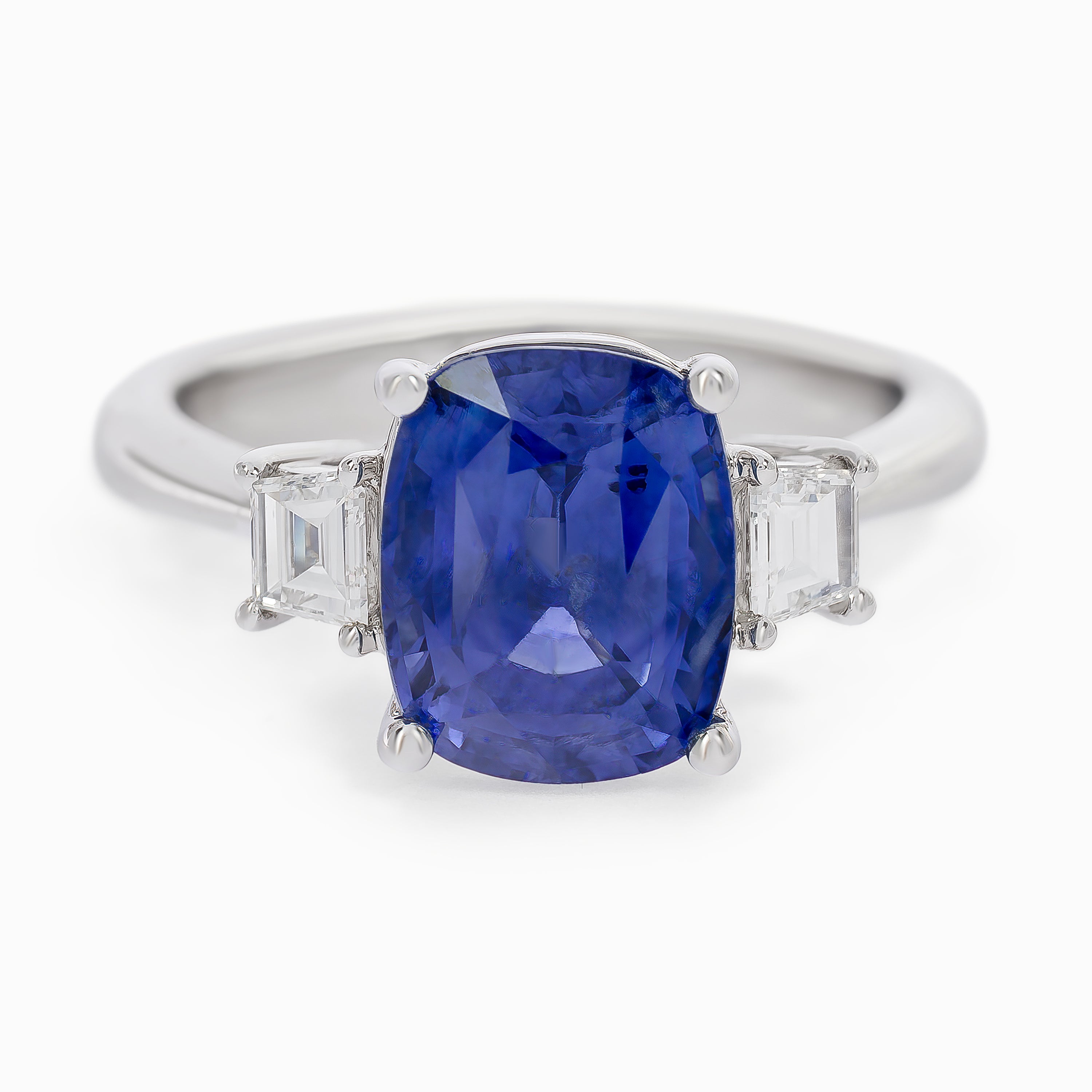 White Gold Ring with Diamond, Sapphire Stones