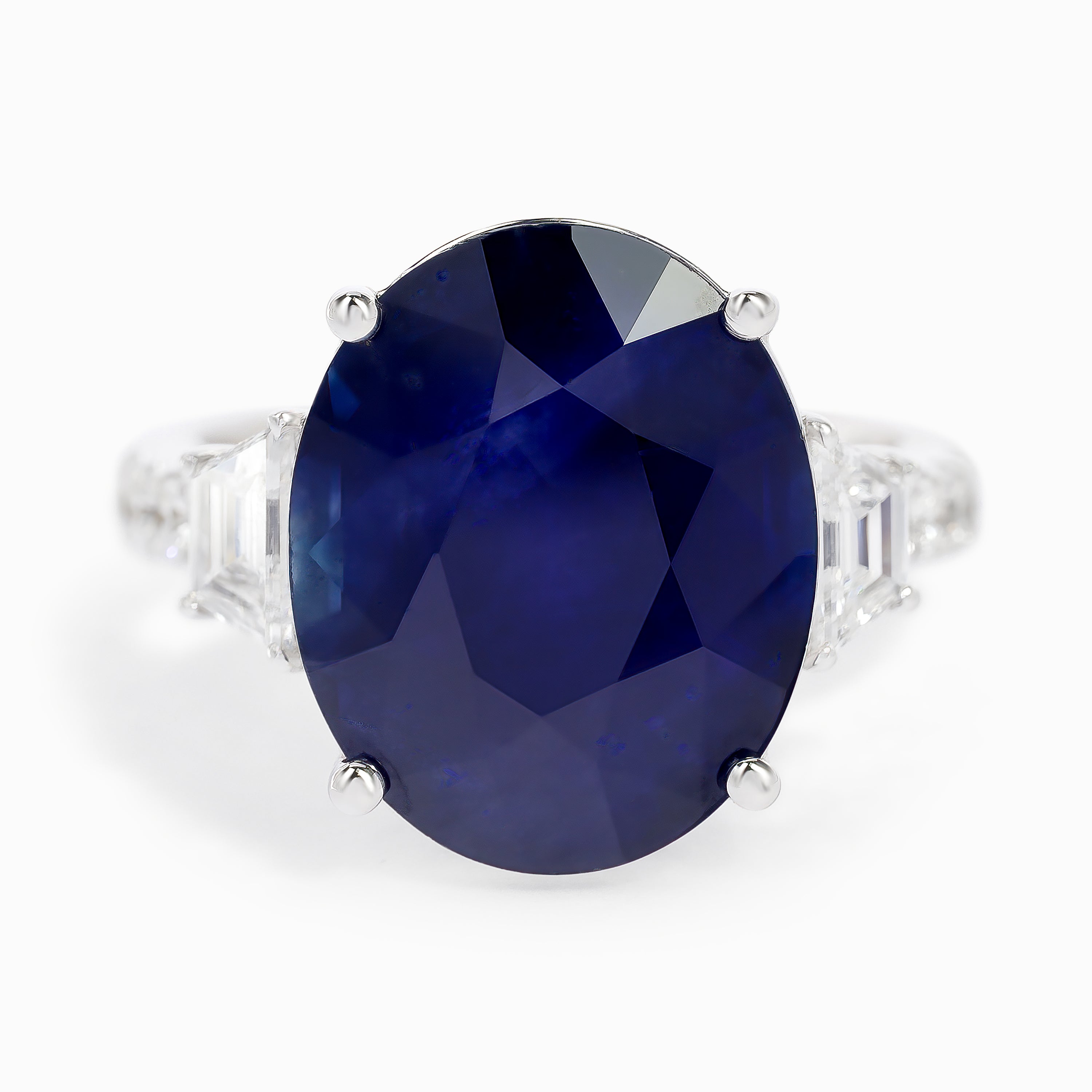 White Gold Ring with Diamond, Sapphire Stones