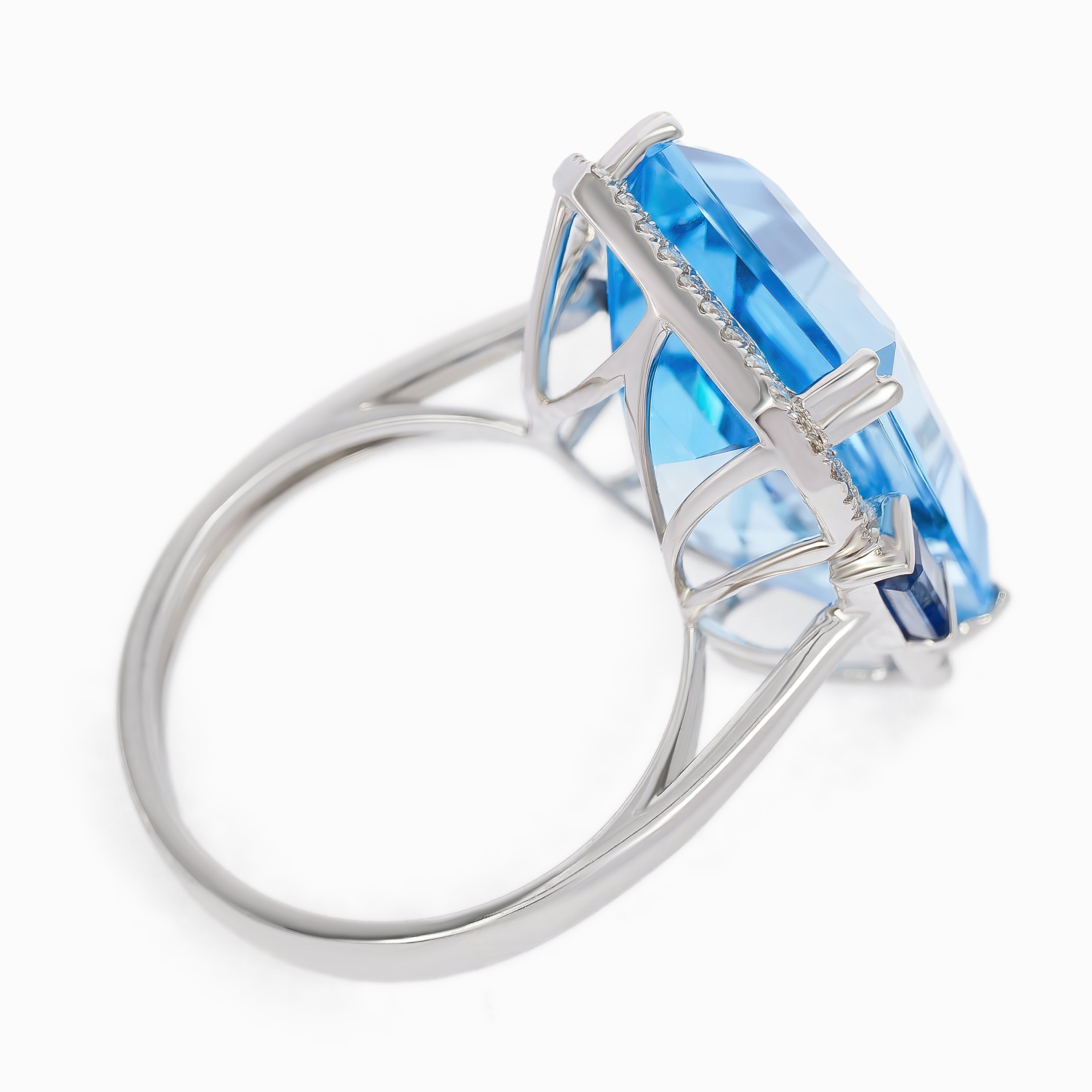White Gold Ring with Diamond, Topaz Stones