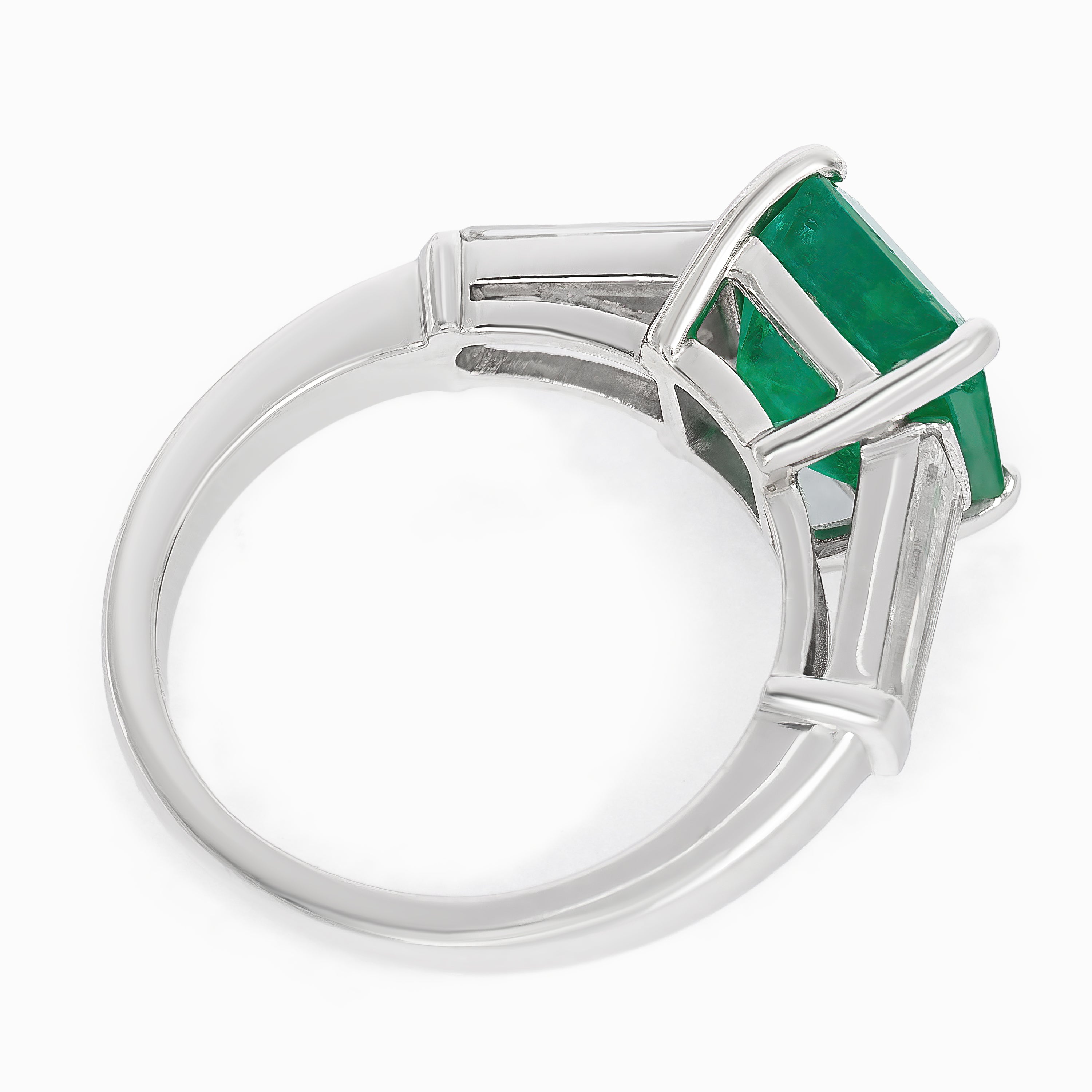 White Gold Ring with Diamond, Emerald Stones