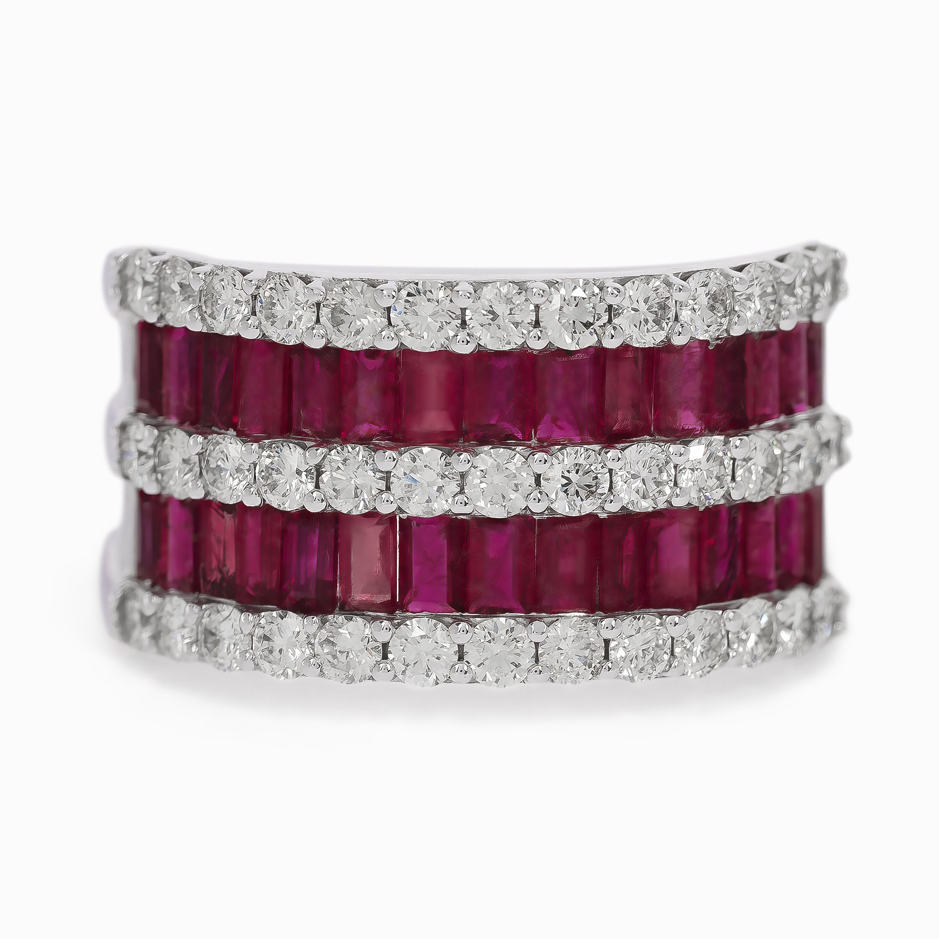 White Gold Ring with Diamond, Ruby Stones