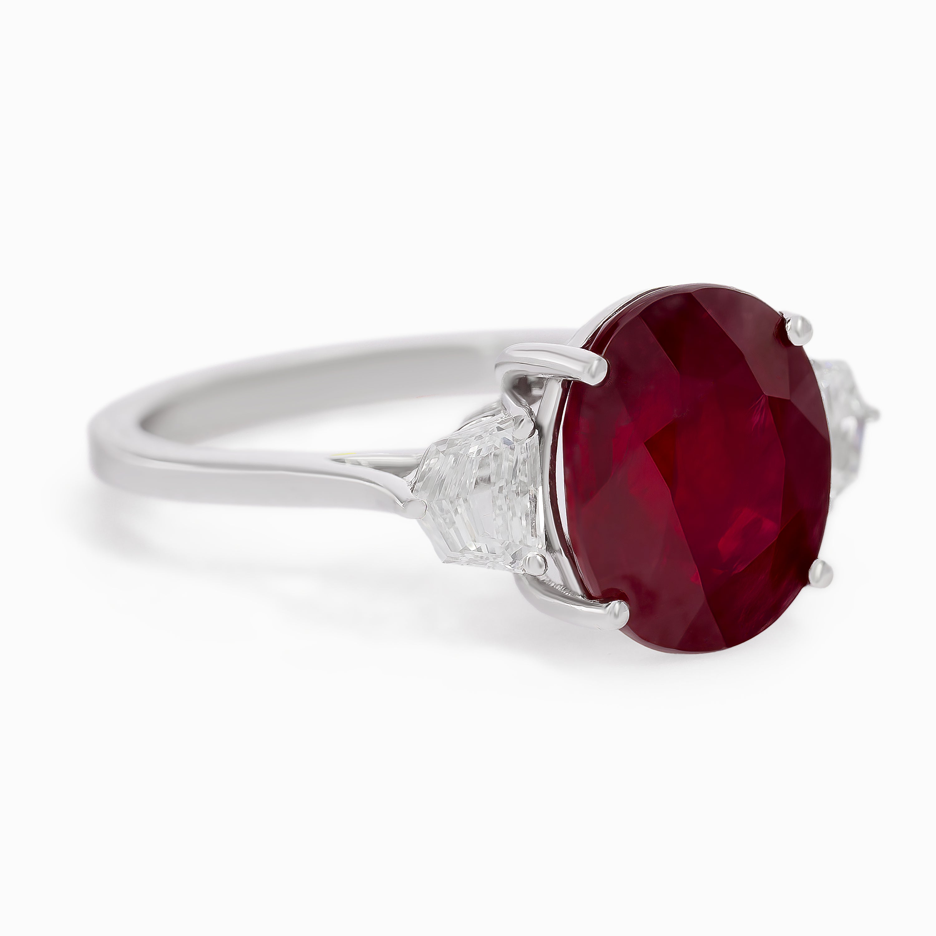 White Gold Ring with Diamond, Ruby Stones