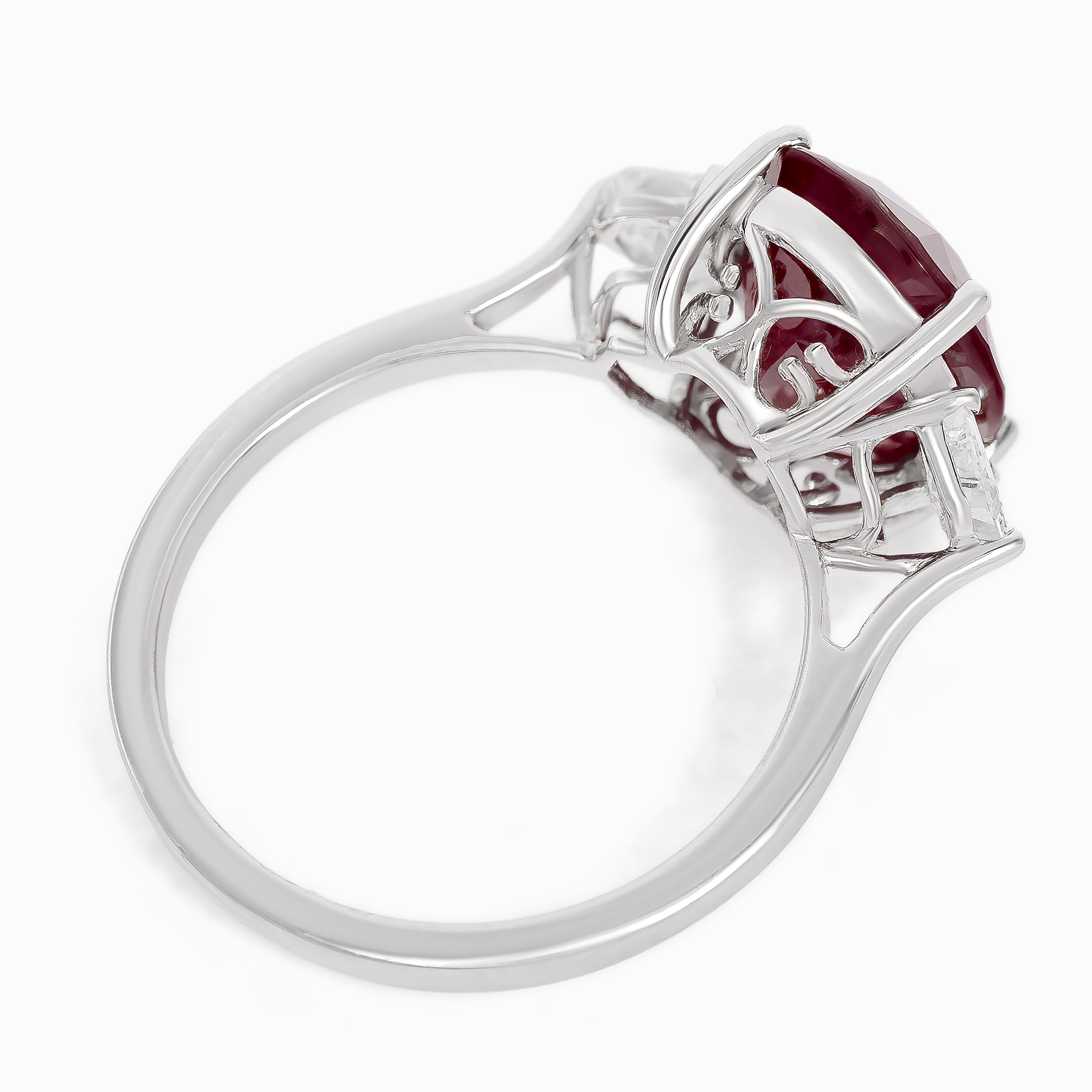 White Gold Ring with Diamond, Ruby Stones