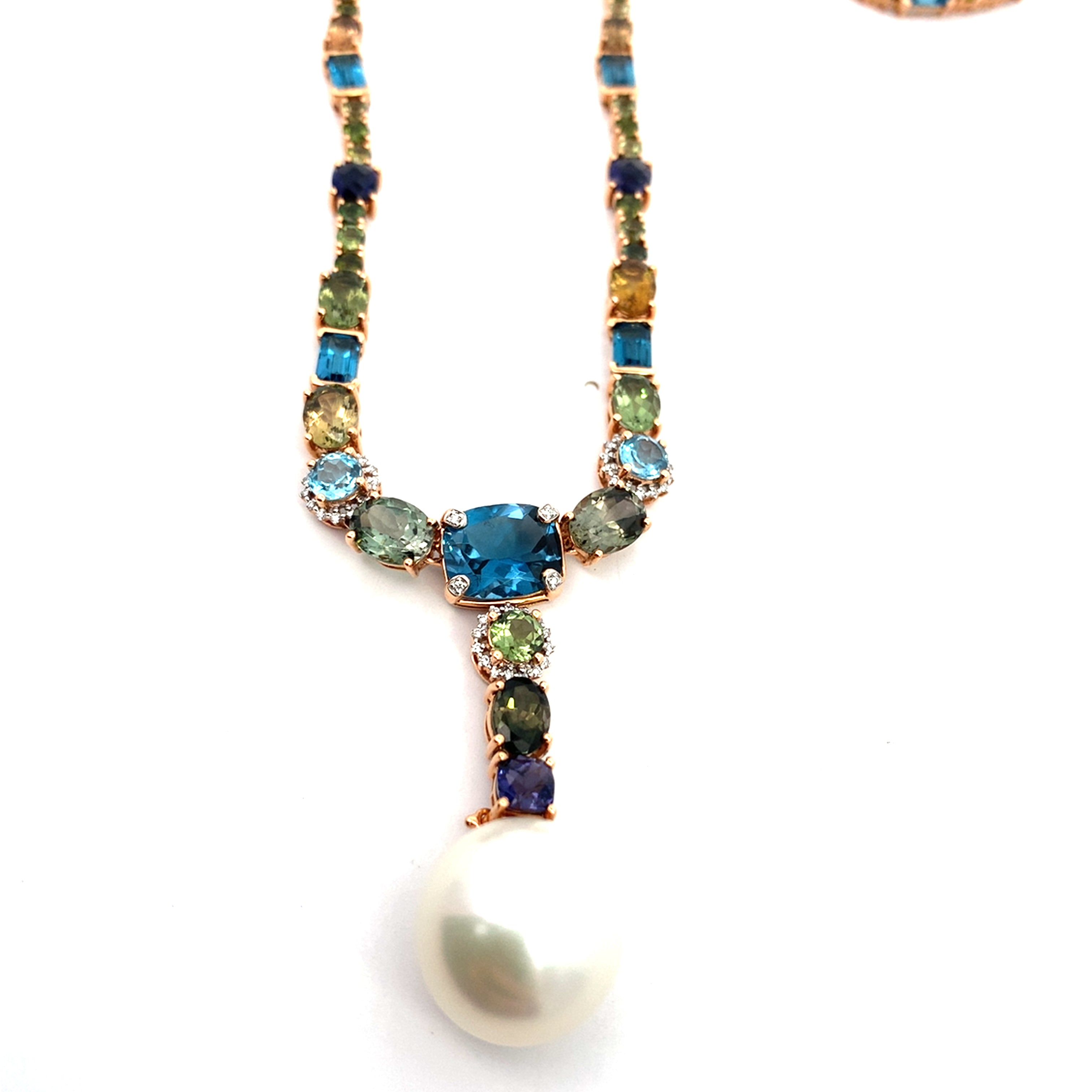 PEARL AND MULTICOLORED STONES NECKLACE