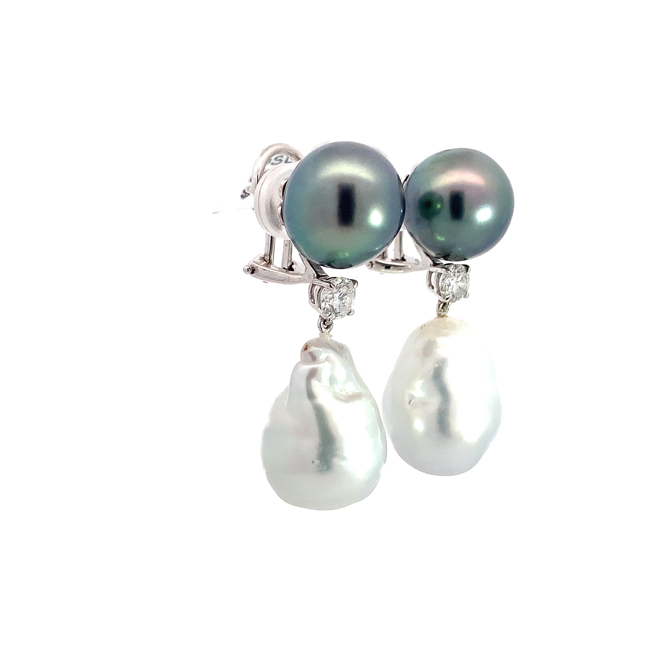 PERL AND DIAMOND EARRINGS