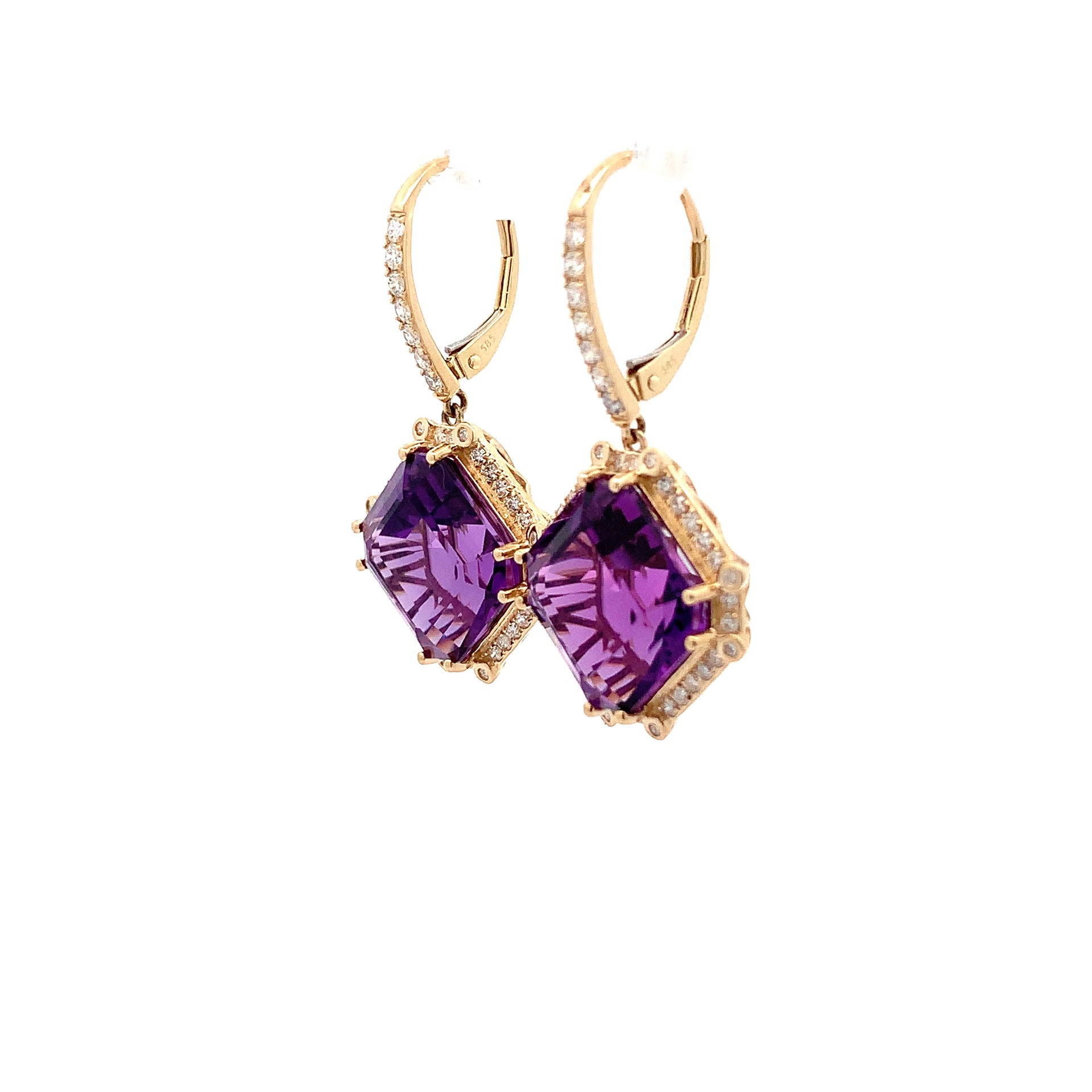 AMETHYST AND DIAMOND EARRINGS