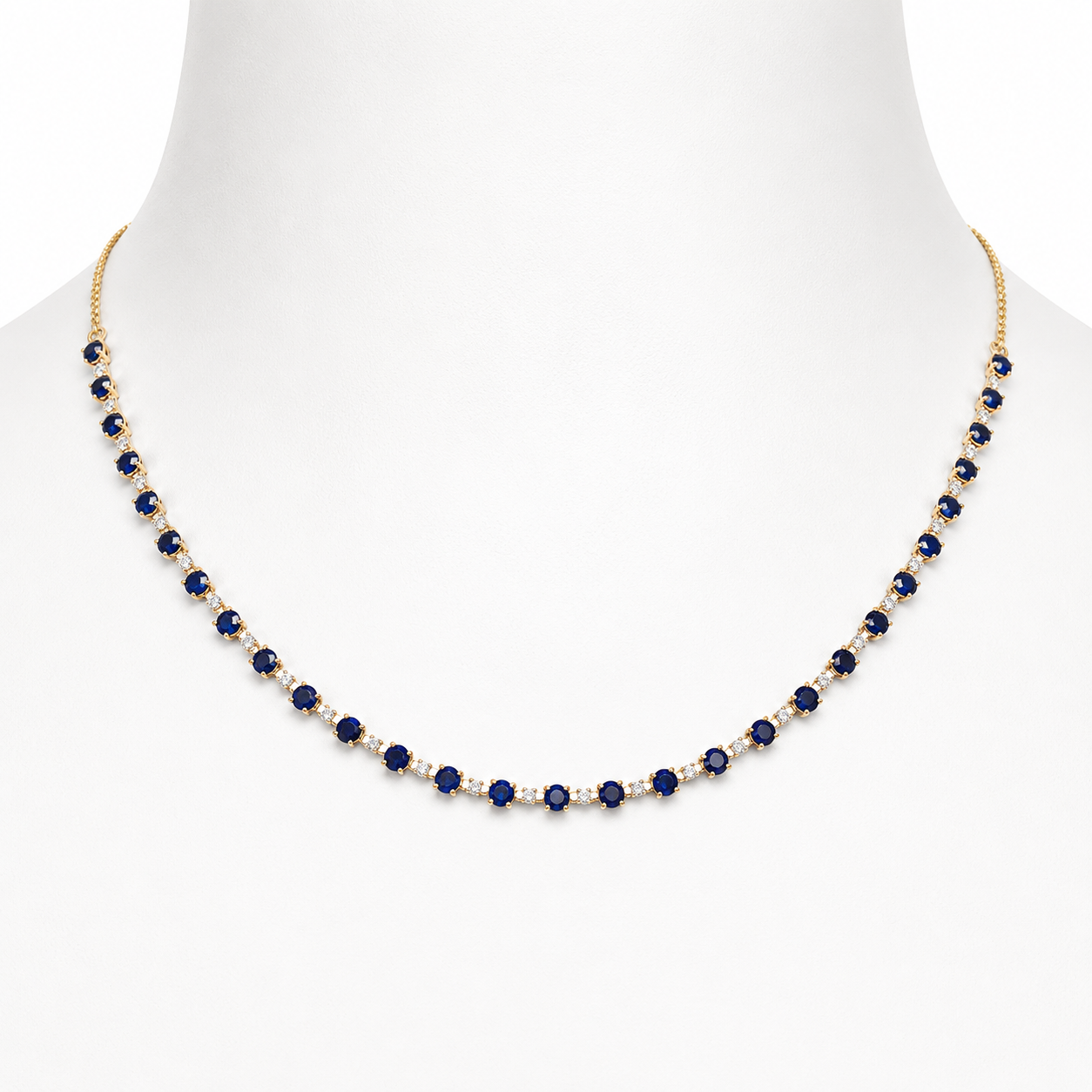 Yellow Gold Sapphire and Diamond Necklace