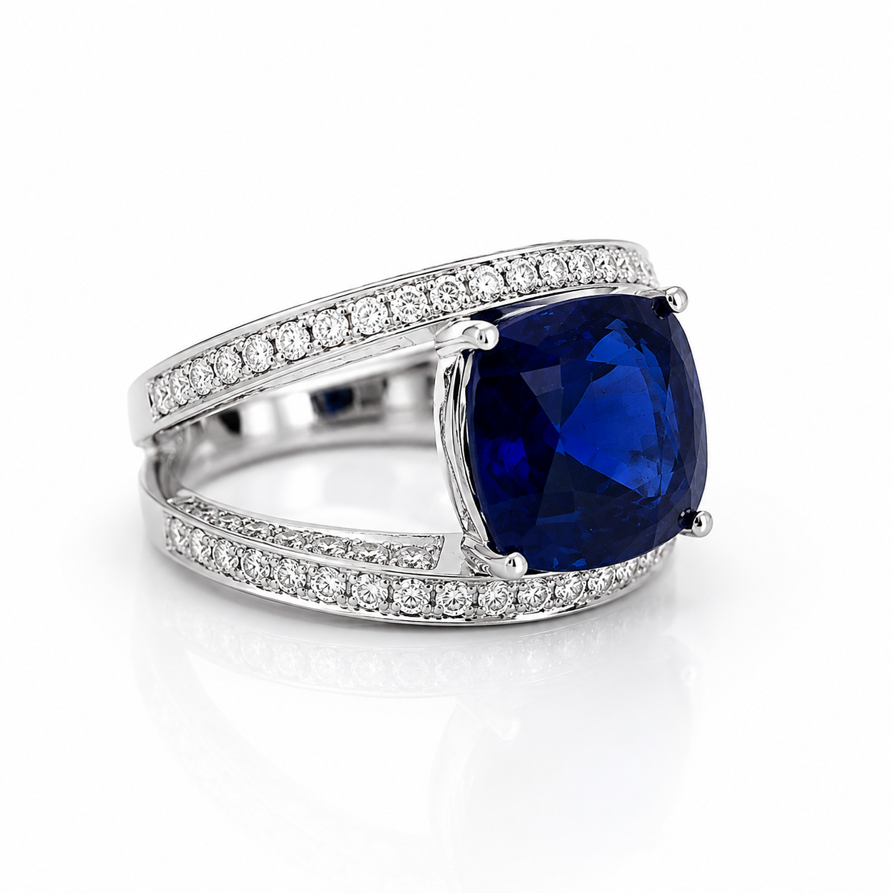 White Gold Sapphire and Diamond Ring