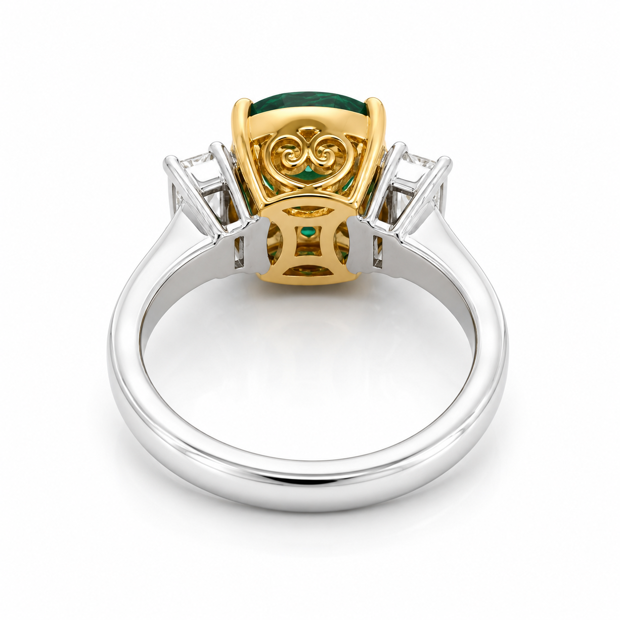 White Gold Emerald and Diamond Ring