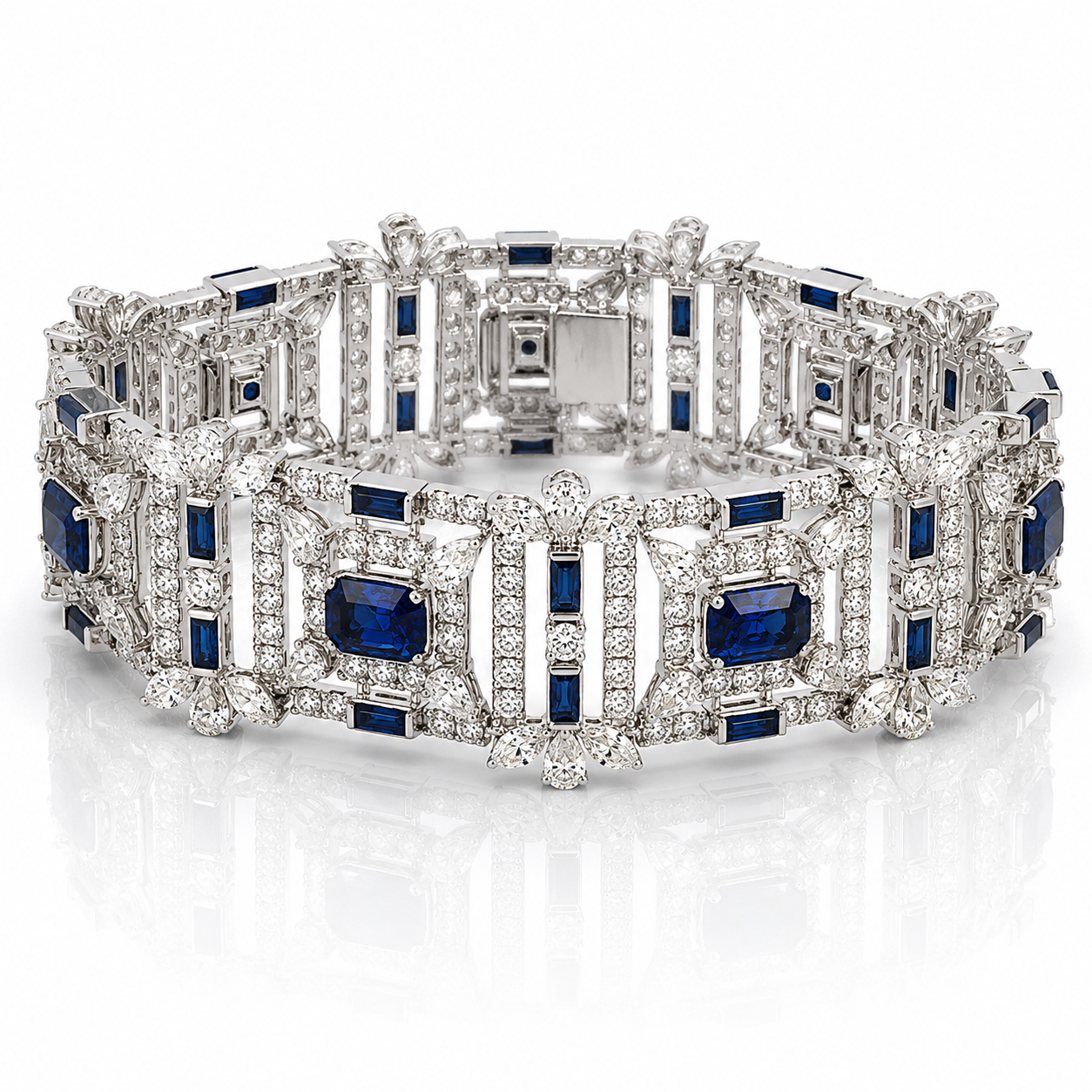 White Gold Sapphire and Diamond Bracelet