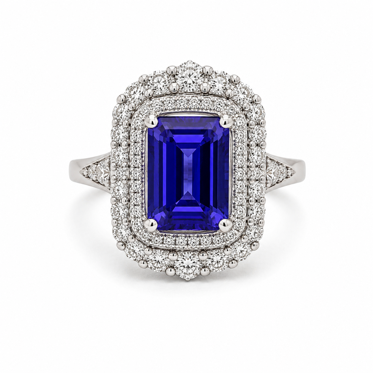 White Gold Tanzanite and Daimond Ring