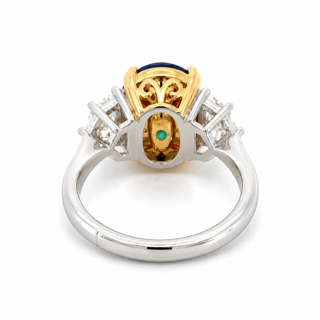 White Gold Emerald and Diamond Ring