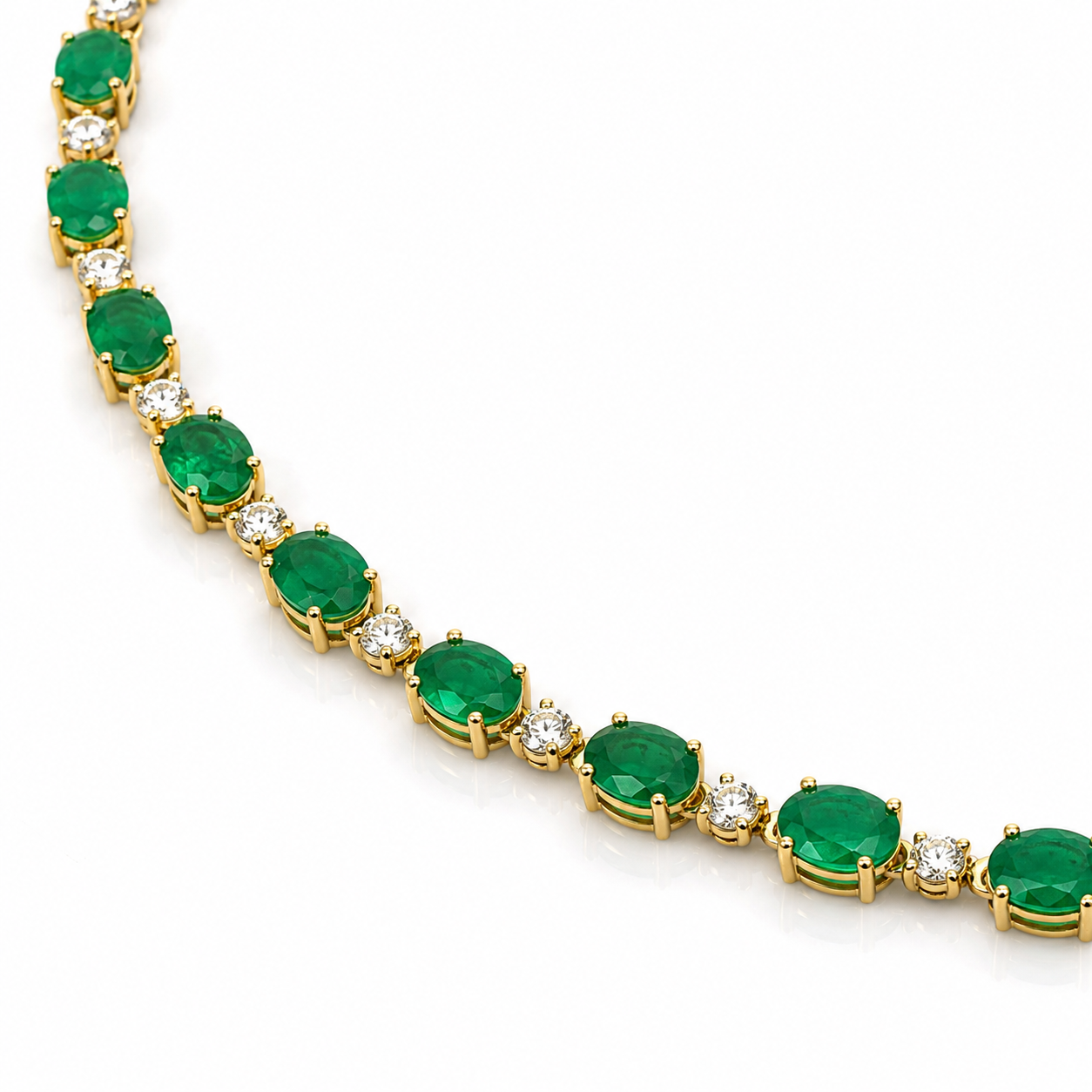 Yellow Gold Emerald and Diamond Necklace