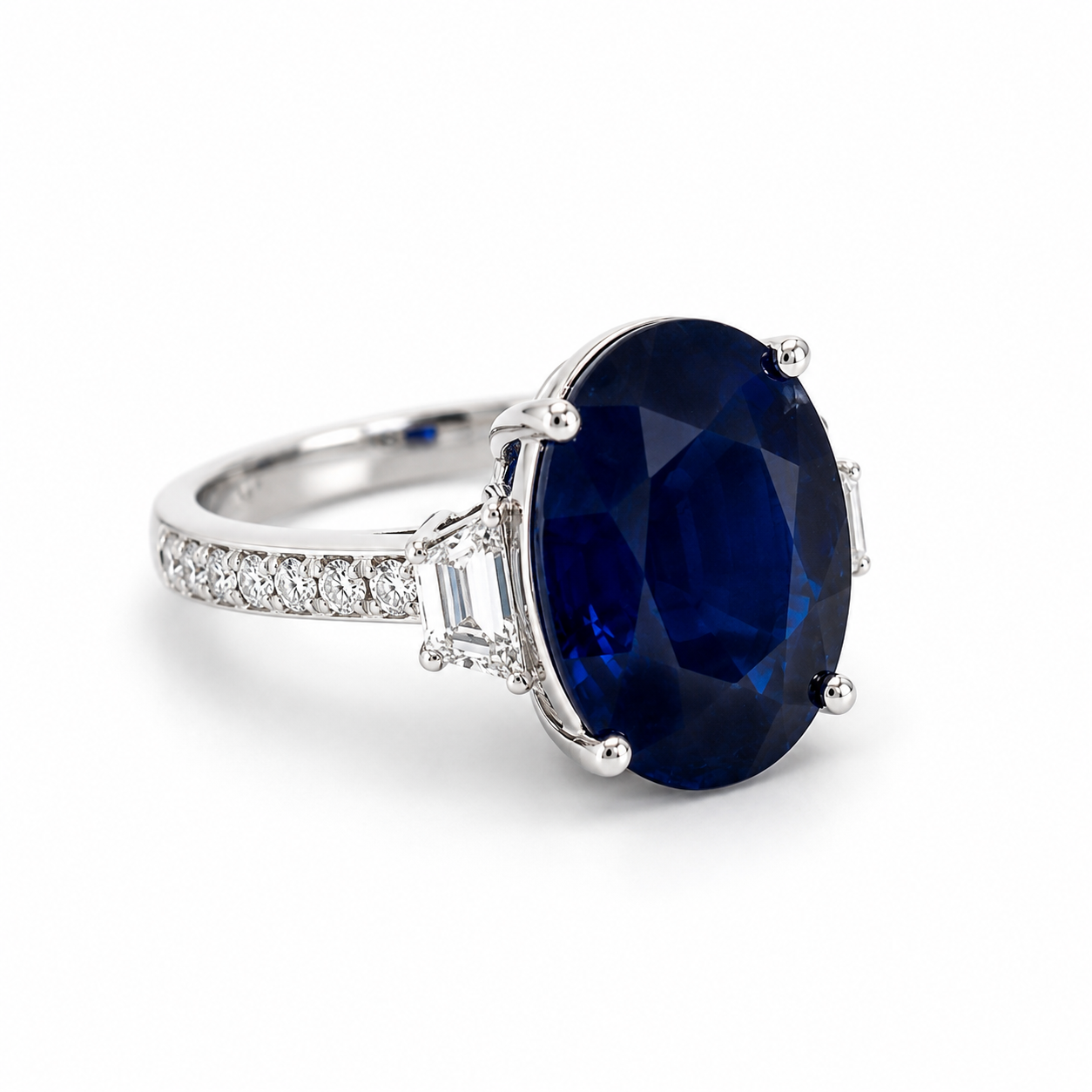 White Gold Sapphire and Diamond Ring