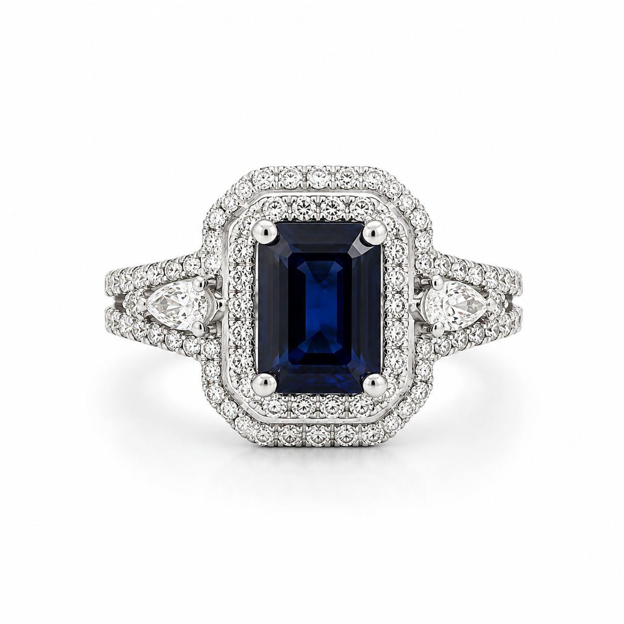 White Gold Sapphire and Diamond Ring