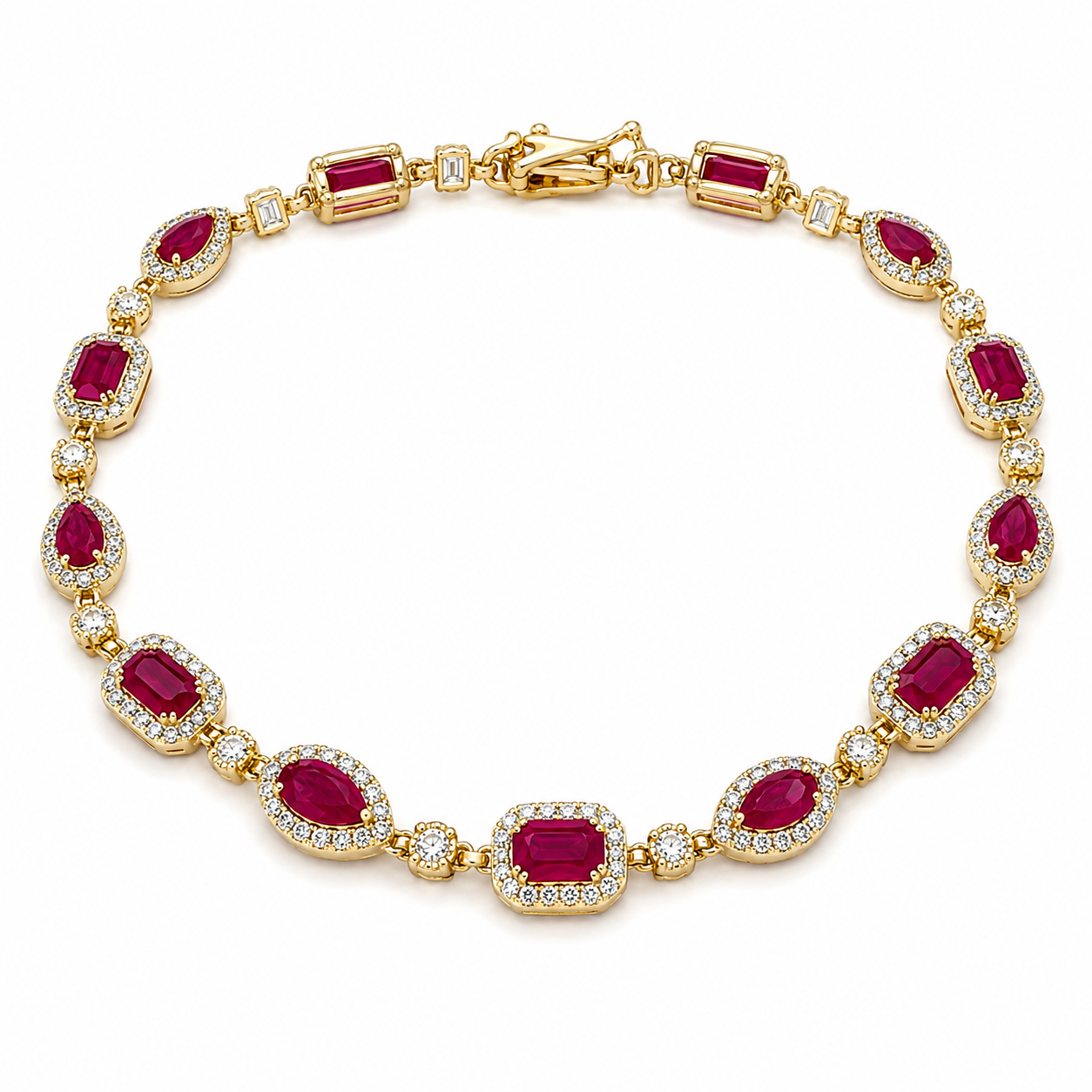 Yellow Gold Diamond and Ruby Bracelet