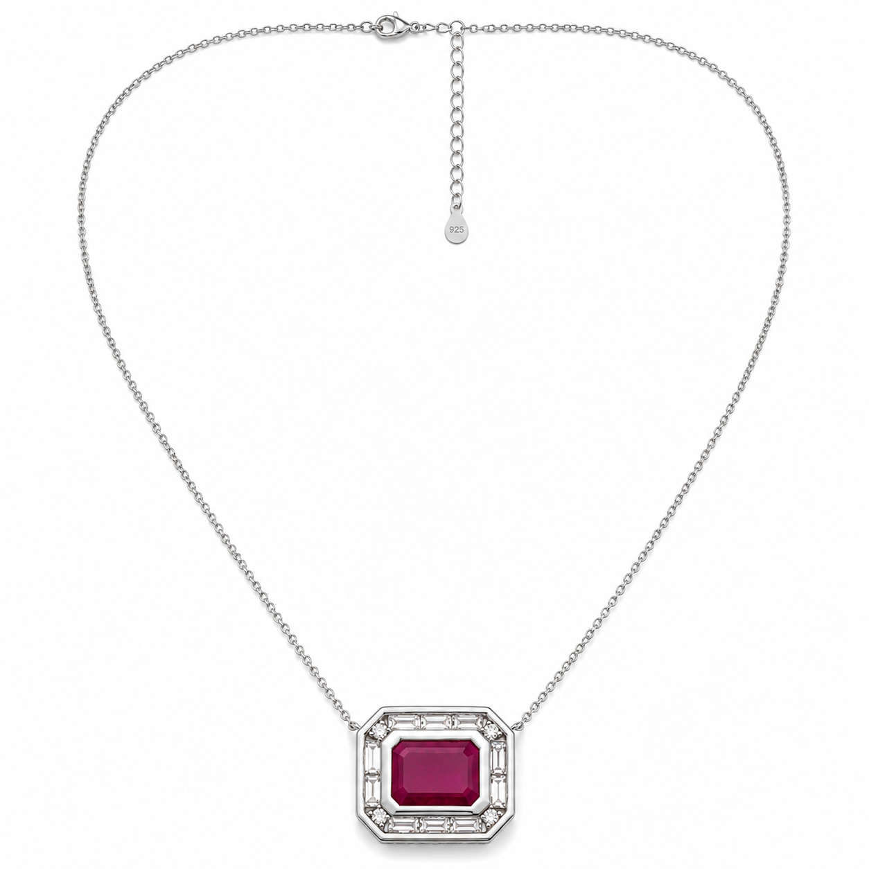 White Gold Ruby and Diamond Necklace