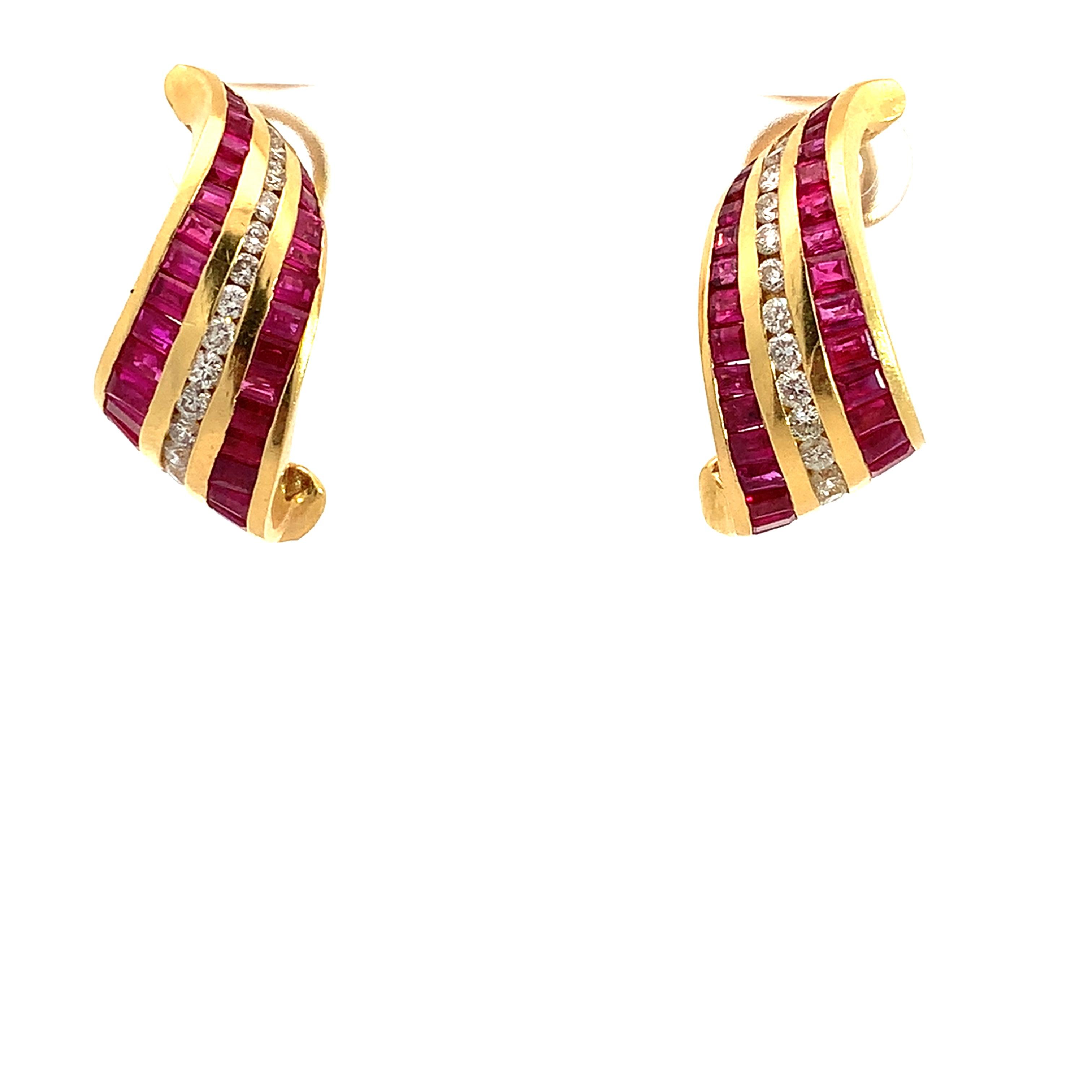 Yellow Gold Diamond and Ruby Earrings