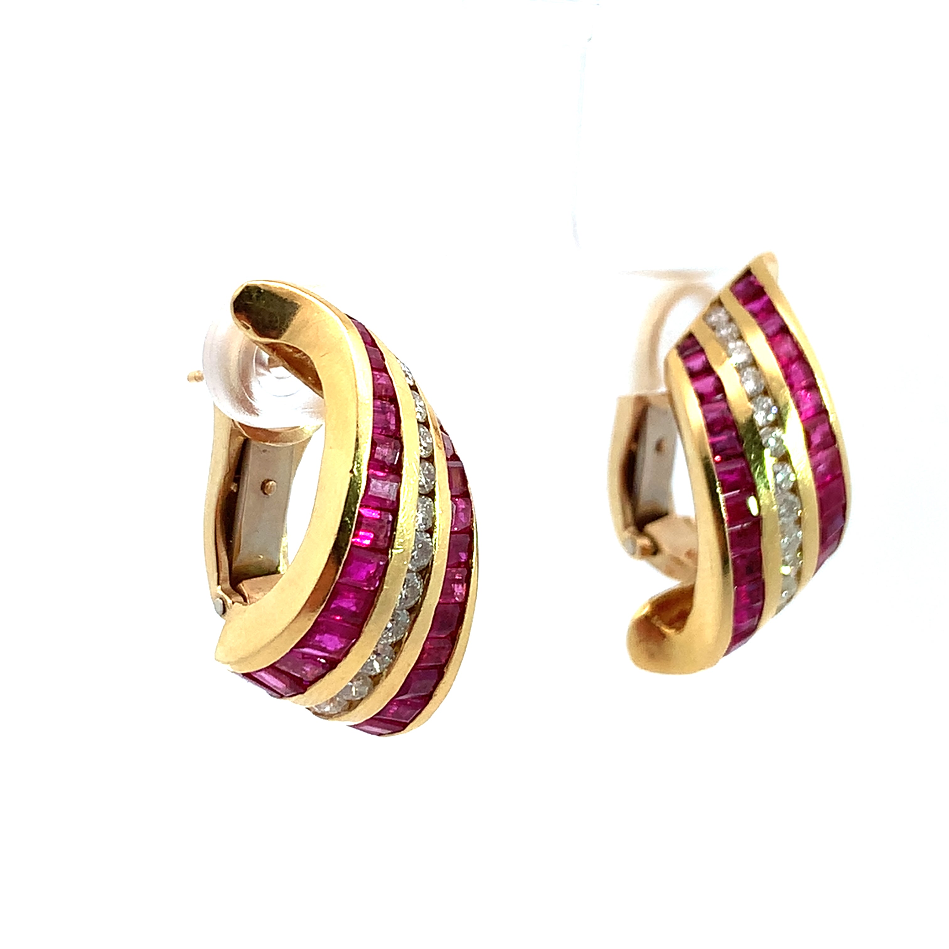 Yellow Gold Diamond and Ruby Earrings