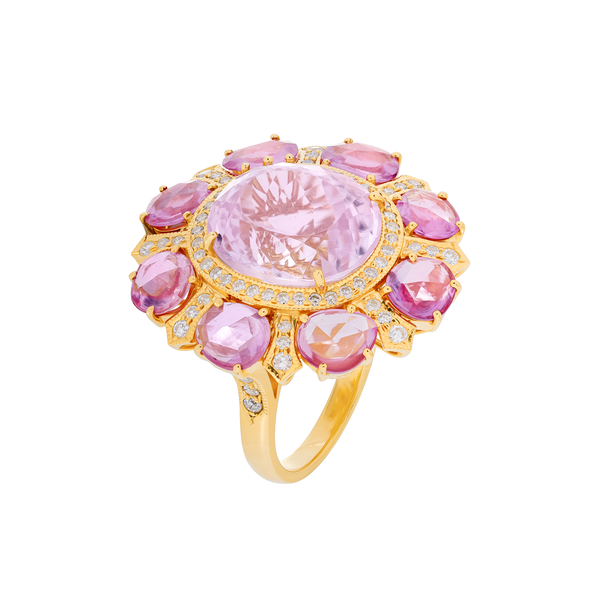 Flower Ruby and DIamond Ring