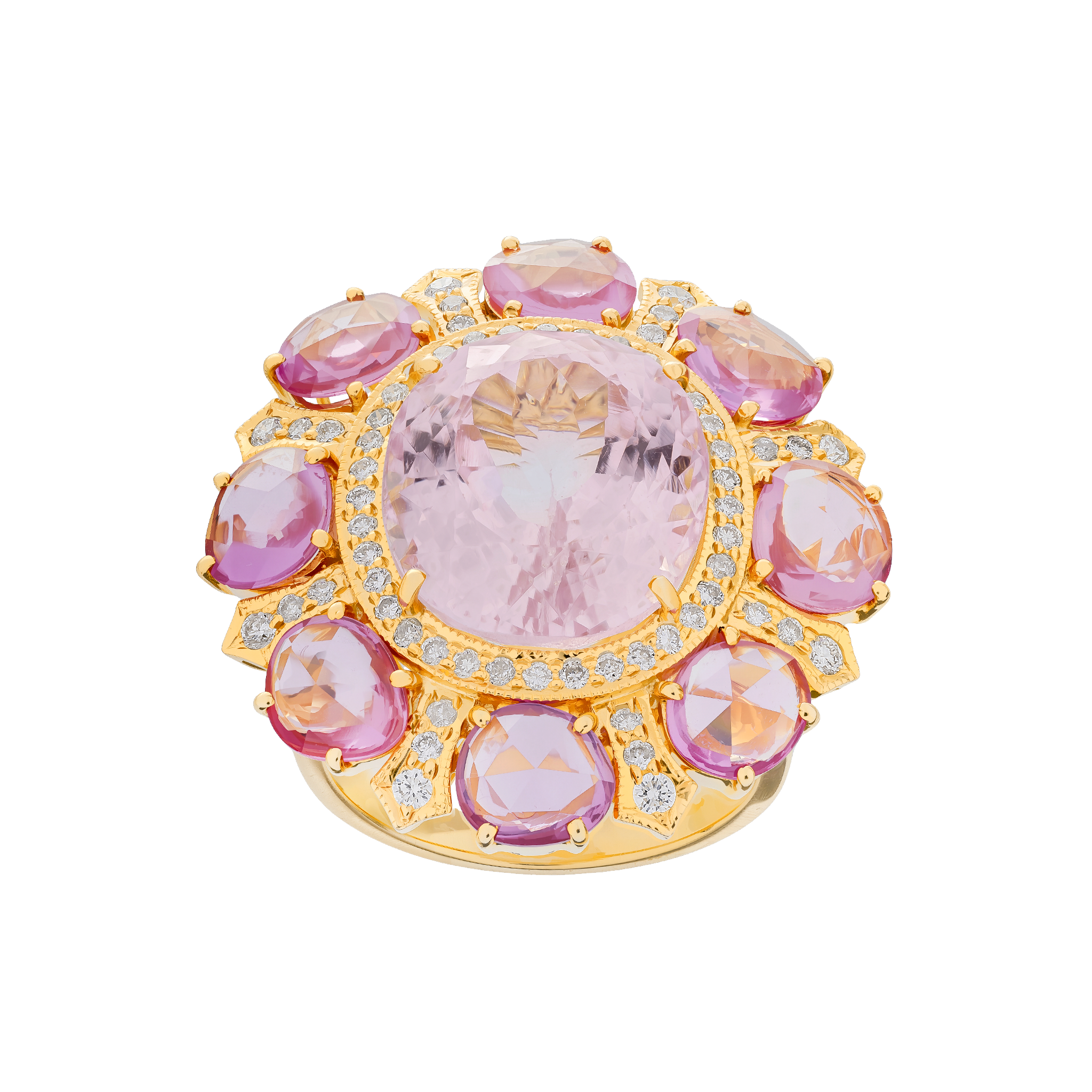 Flower Ruby and DIamond Ring