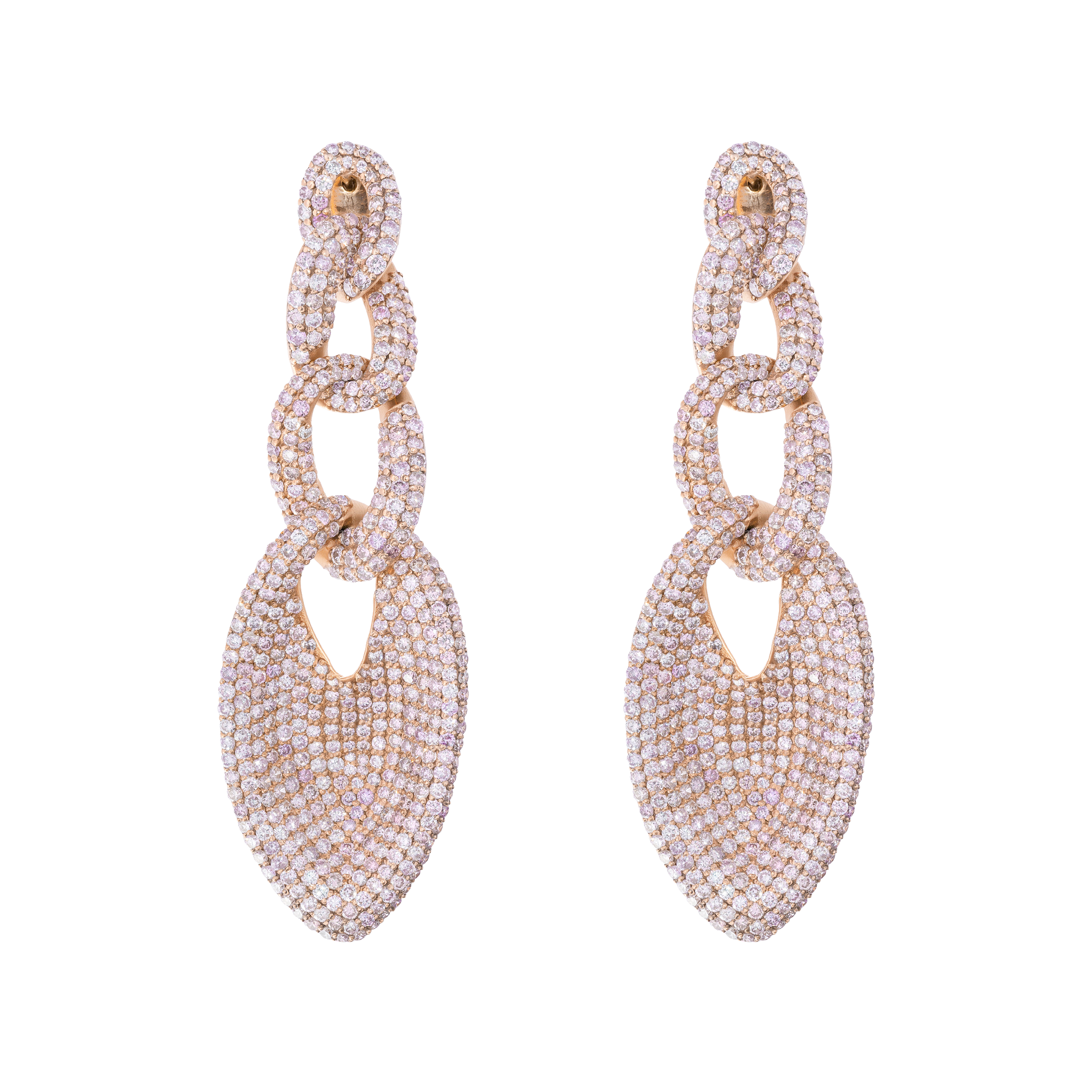 Rose Gold Drop Earring with Pink Diamonds