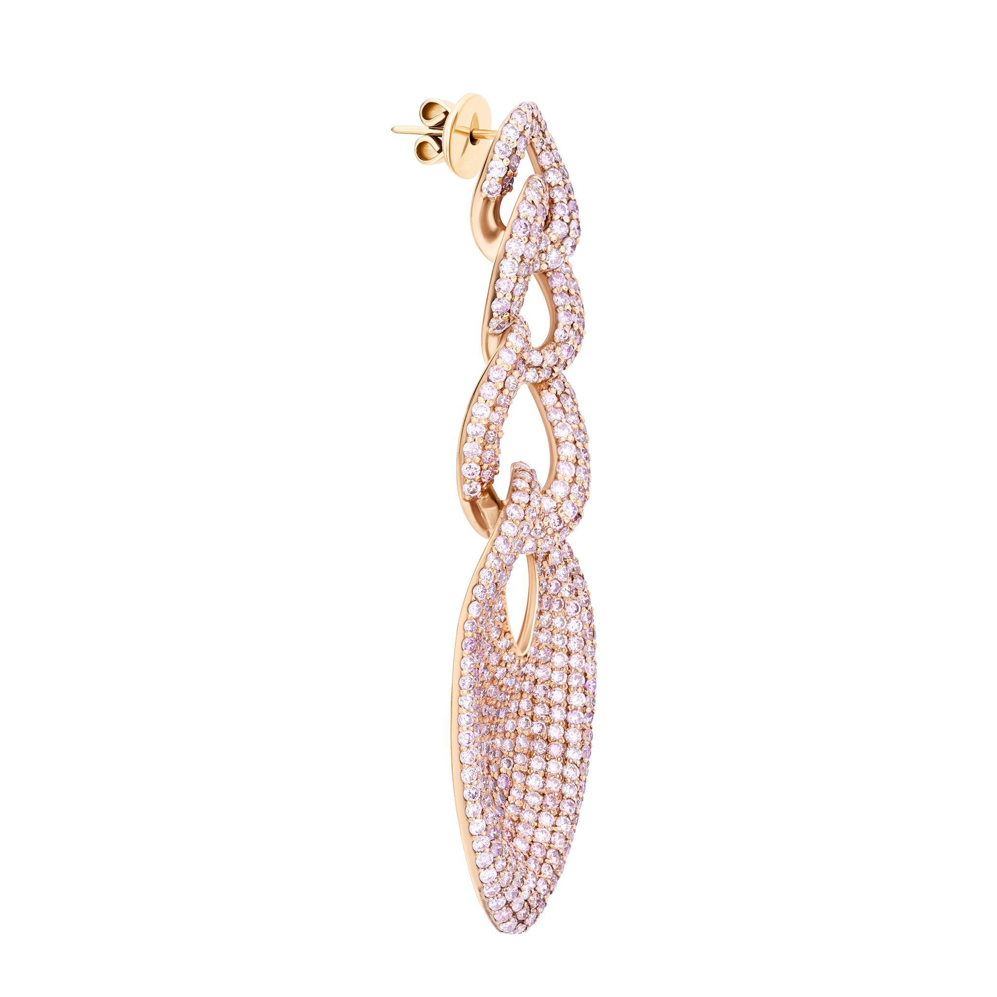 Rose Gold Drop Earring with Pink Diamonds
