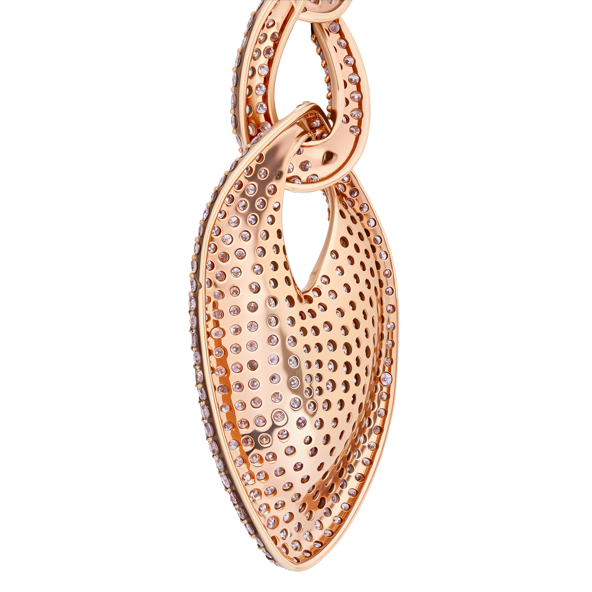 Rose Gold Drop Earring with Pink Diamonds