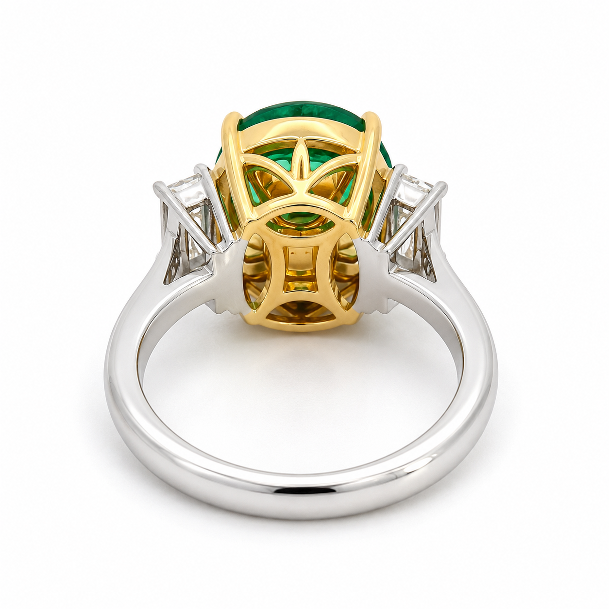 White Gold Emerald and Diamond Ring