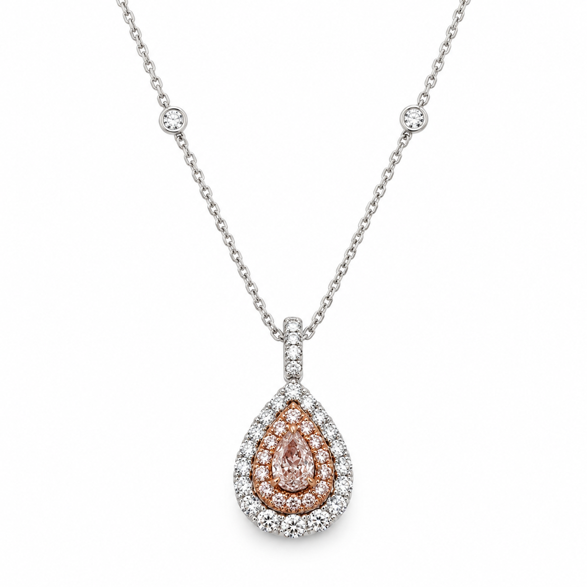 White Gold Pink Diamond Pendant
