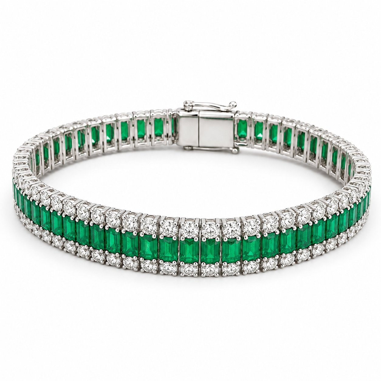 White Gold Emerald and Diamond Bracelet