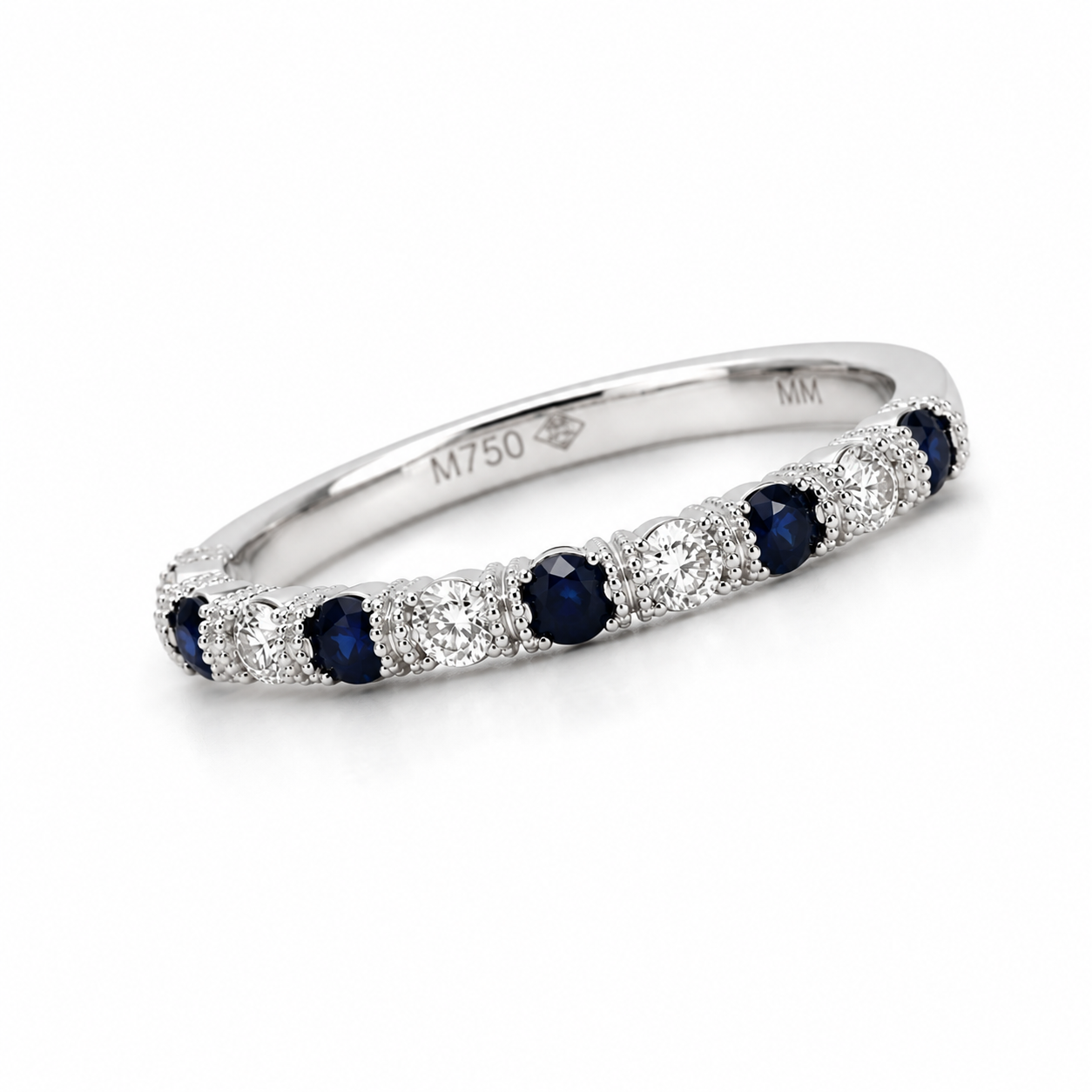 White Gold Sapphire and Diamond Ring