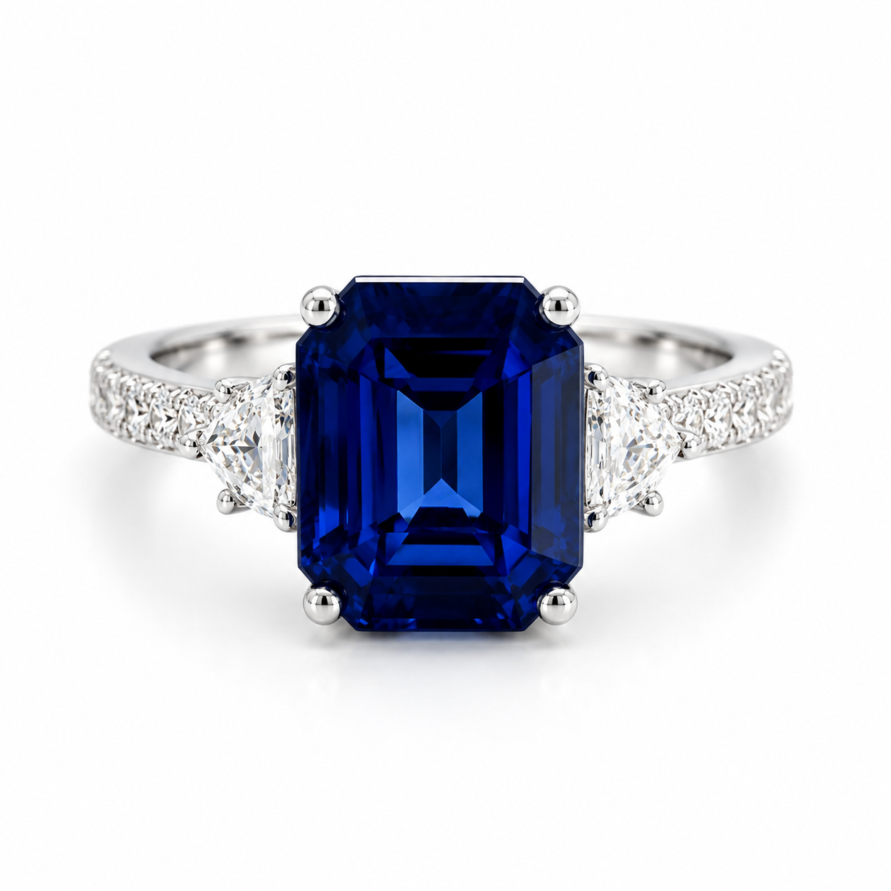 White Gold Sapphire and Diamond Ring