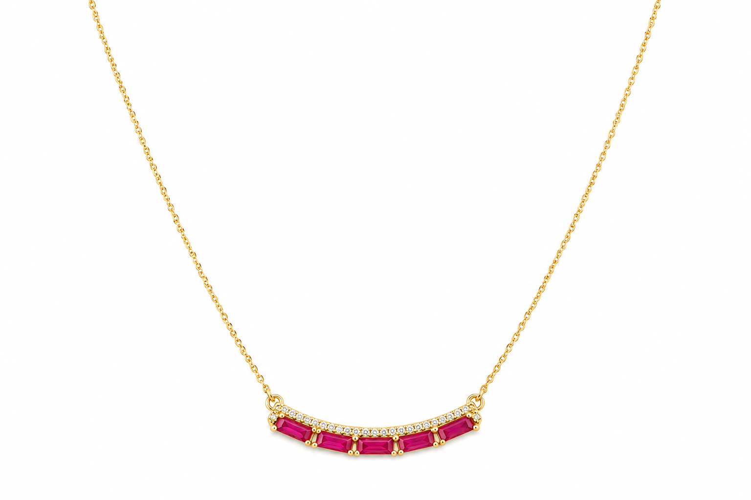 Yellow Gold Ruby and Diamond Necklace
