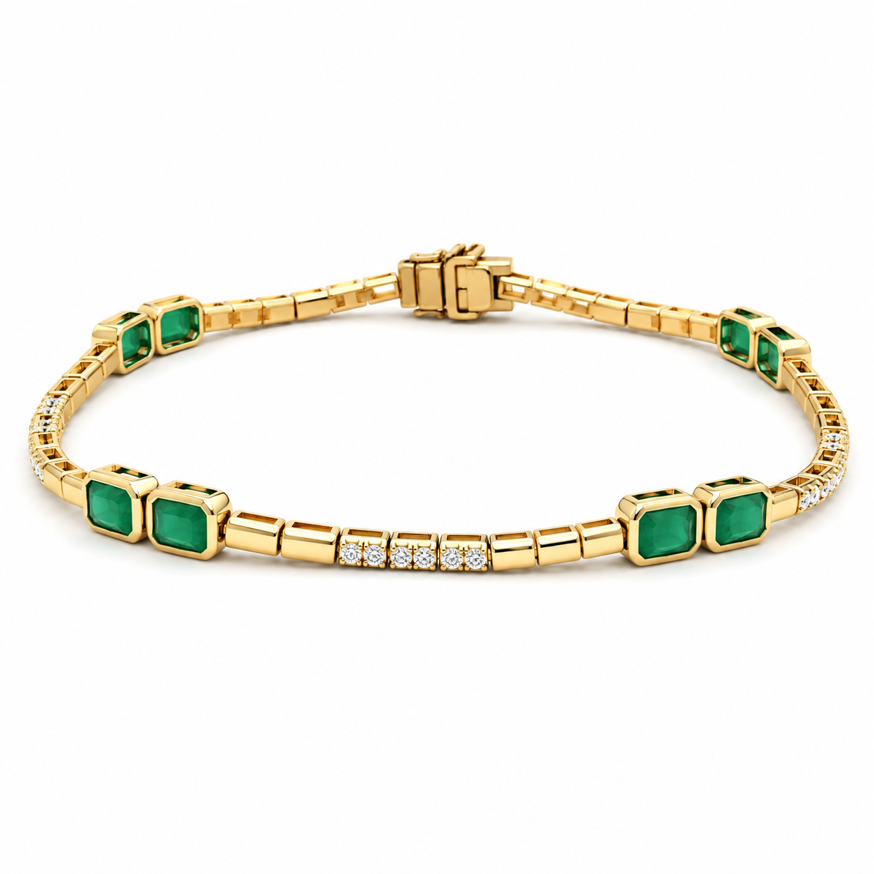 Yellow Gold Diamond and Emerald Bracelet