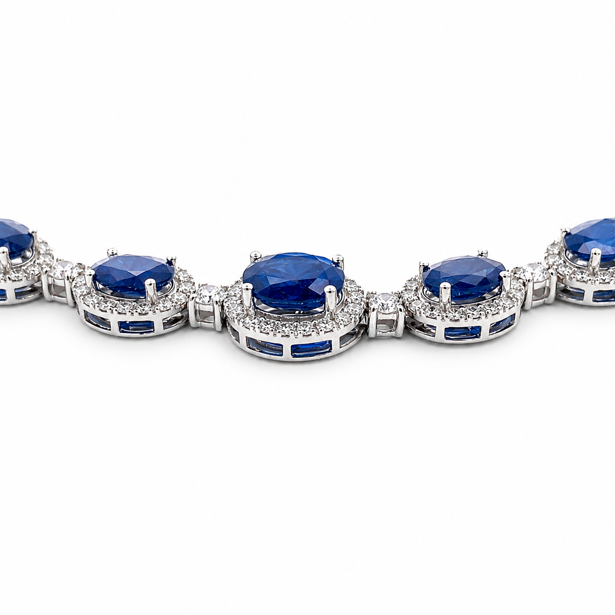 White Gold Sapphire and Diamond Necklace